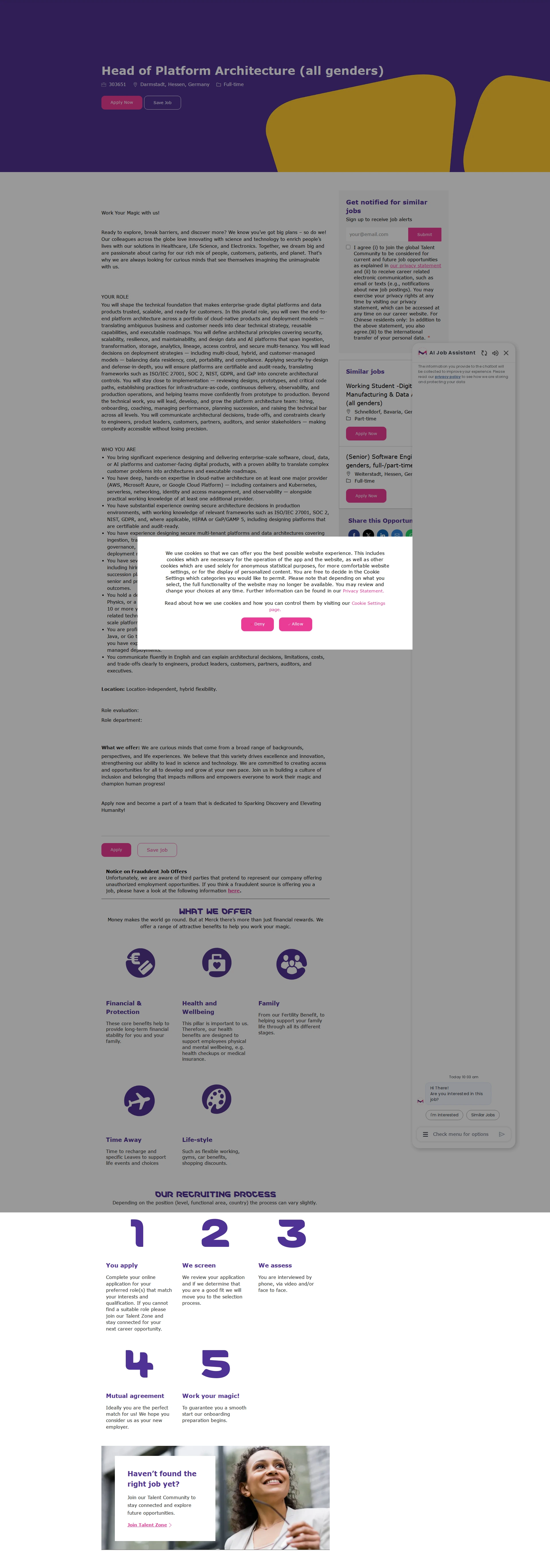 머크 Head of Platform Architecture (all genders) 채용공고
