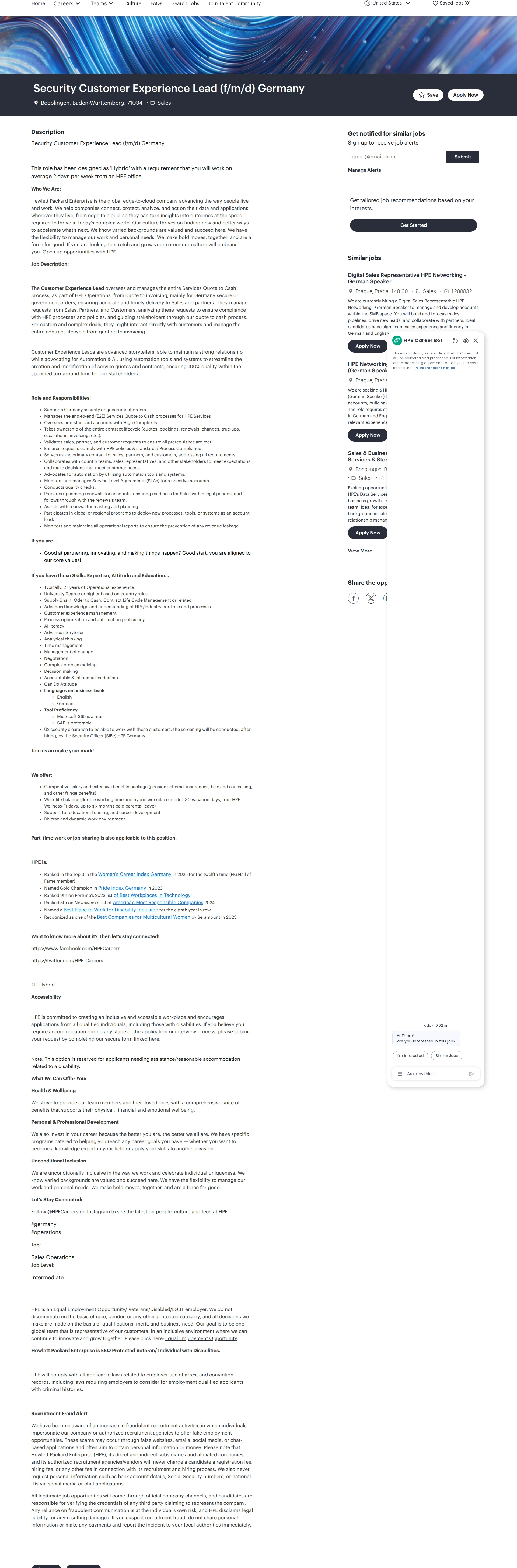 HP Security Customer Experience Lead (f/m/d) Germany 채용공고