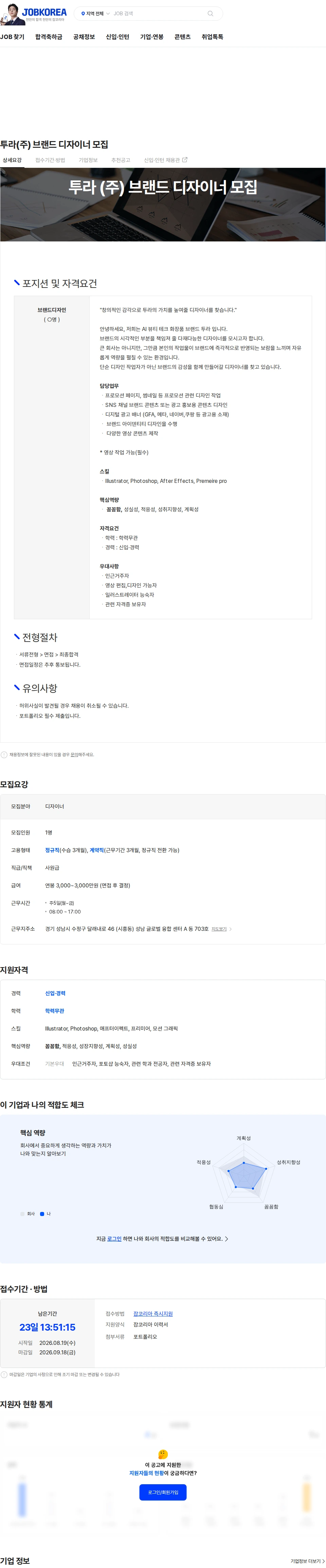 투라 투라(주) 브랜드 디자이너 모집 채용공고