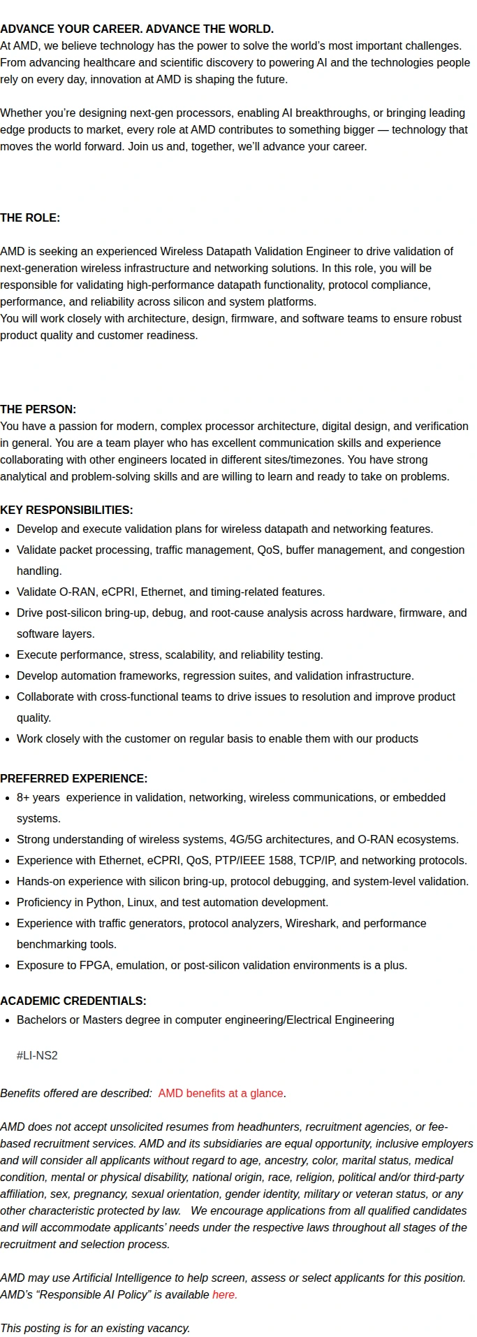 AMD SOC validation engineer 채용공고
