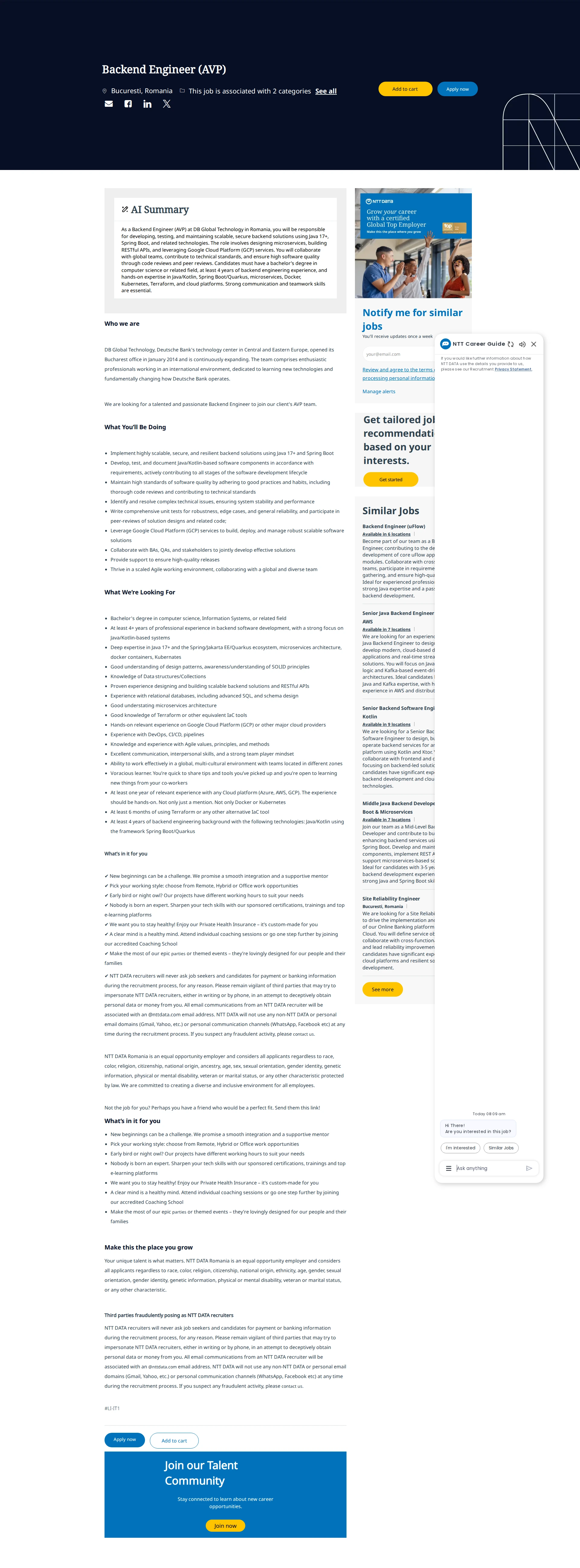 NTT데이터 Backend Engineer (AVP) 채용공고