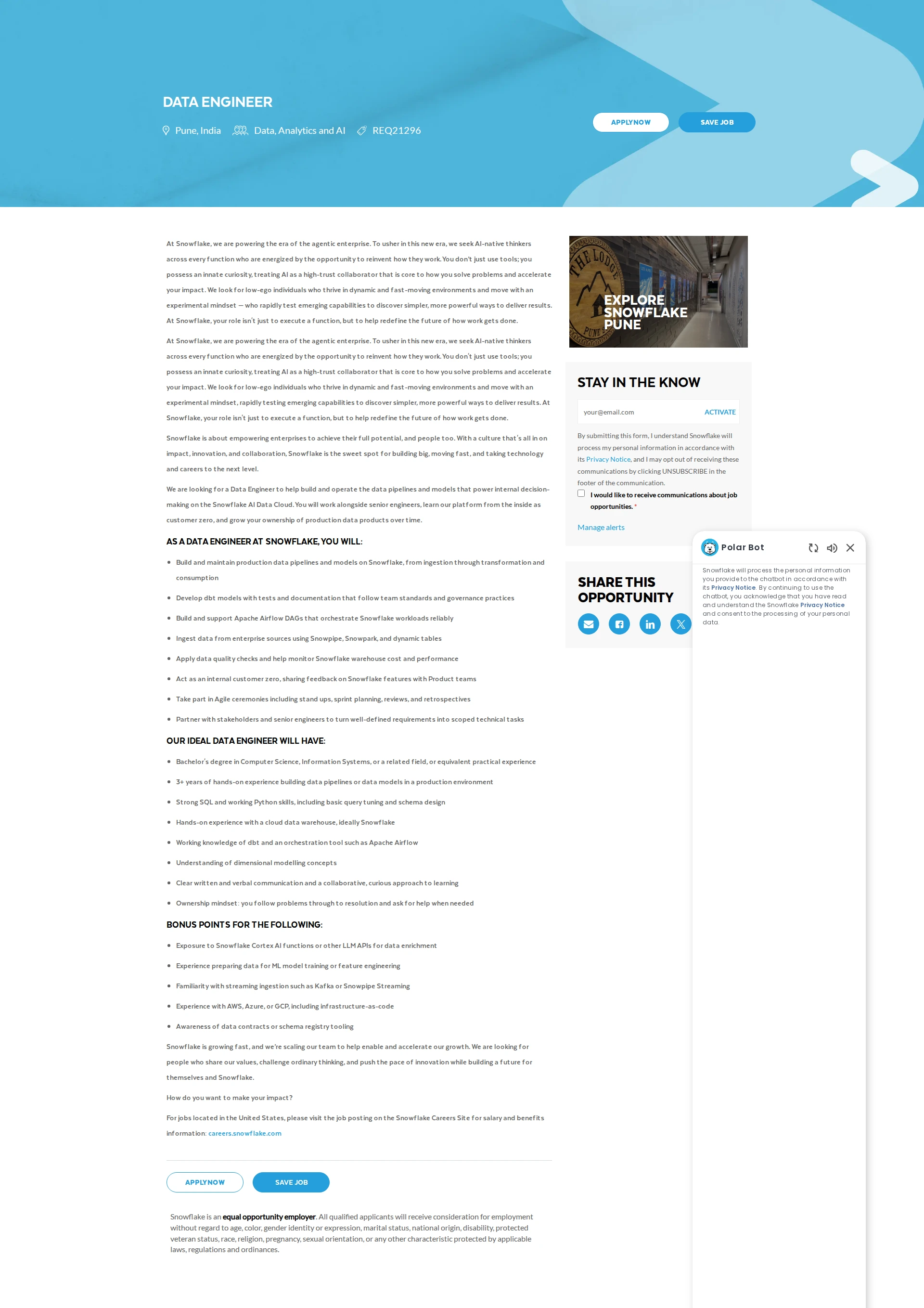 스노우플레이크 Data Engineer 채용공고