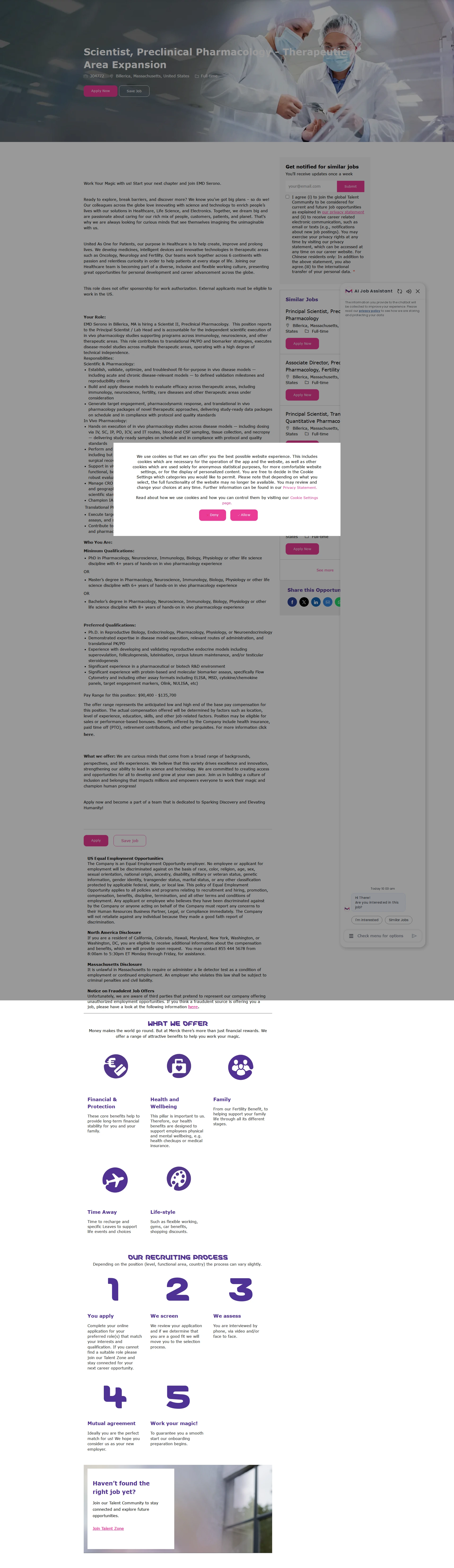 머크 Scientist, Preclinical Pharmacology - Therapeutic Area Expansion 채용공고