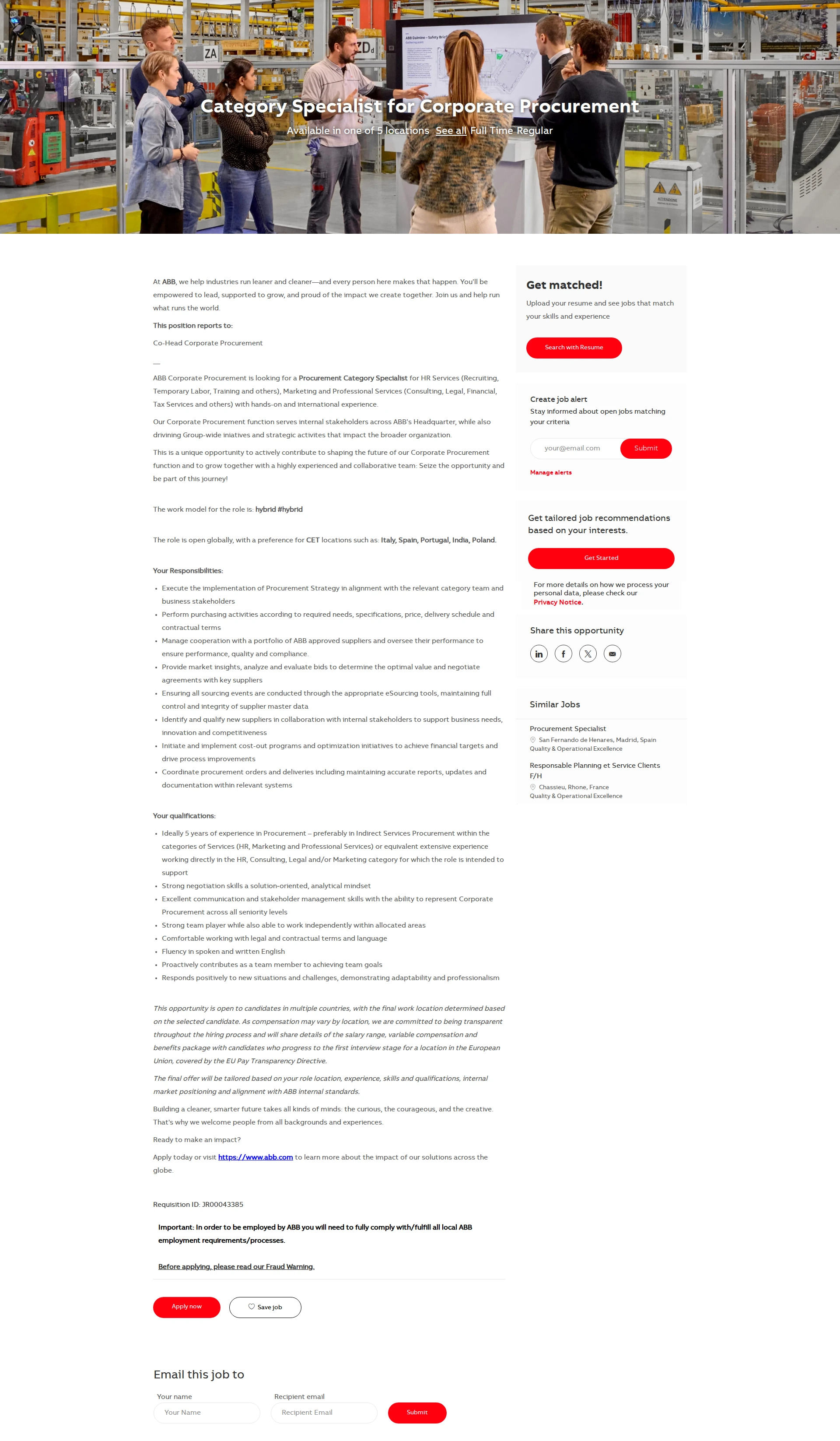 ABB코리아 Category Specialist for Corporate Procurement 채용공고