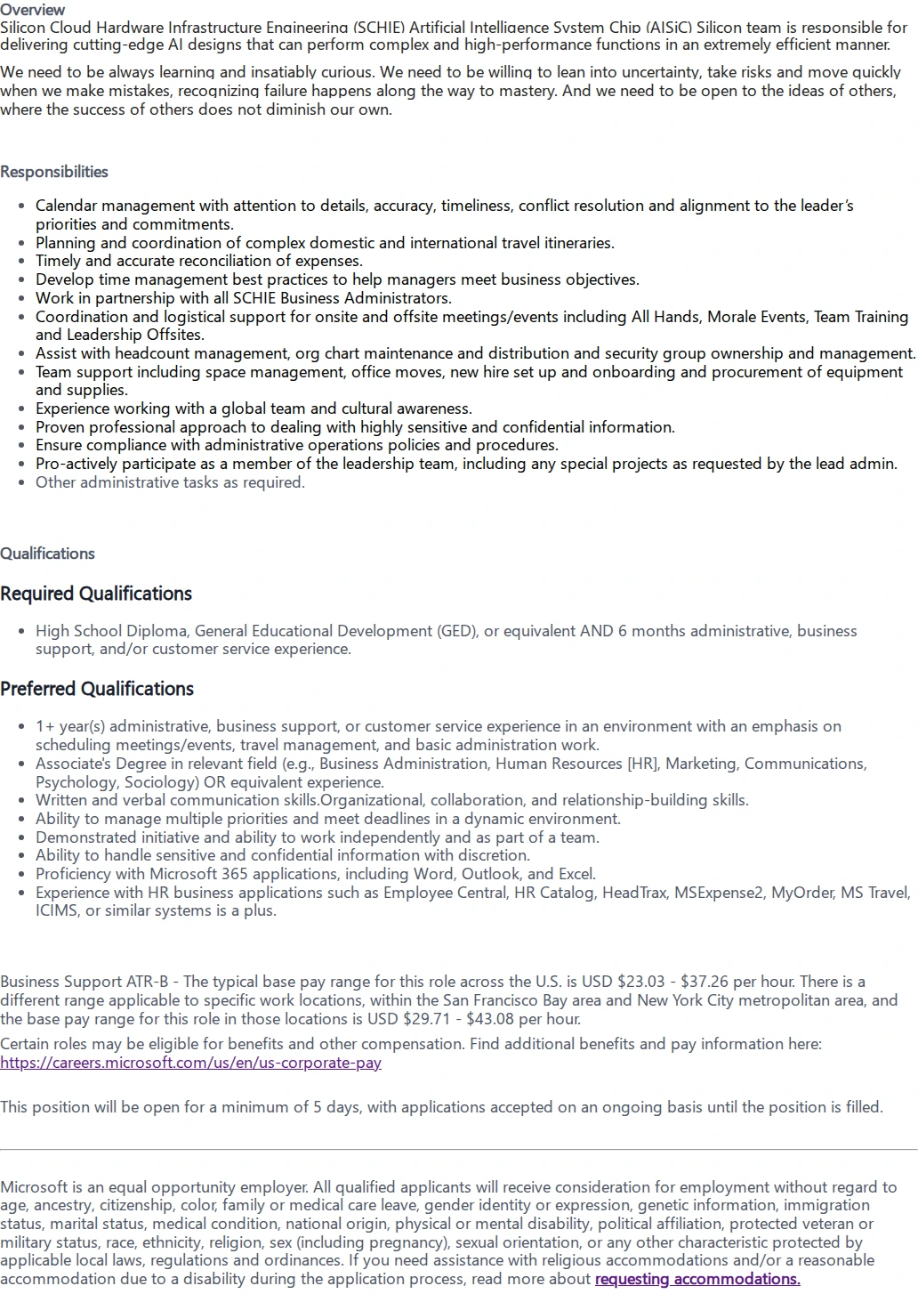 마이크로소프트(Microsoft) Business Administrator - SCHIE 채용공고