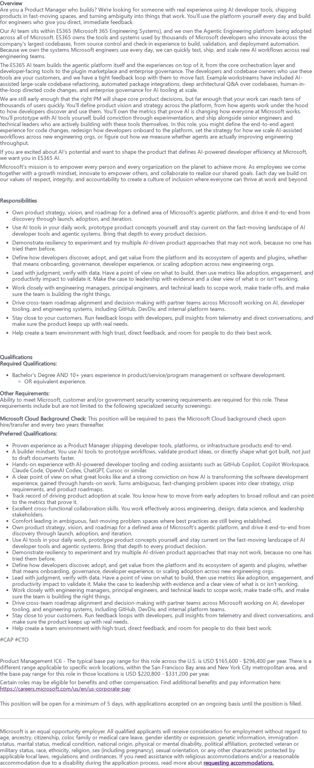 마이크로소프트(Microsoft) Principal Product Manager 채용공고