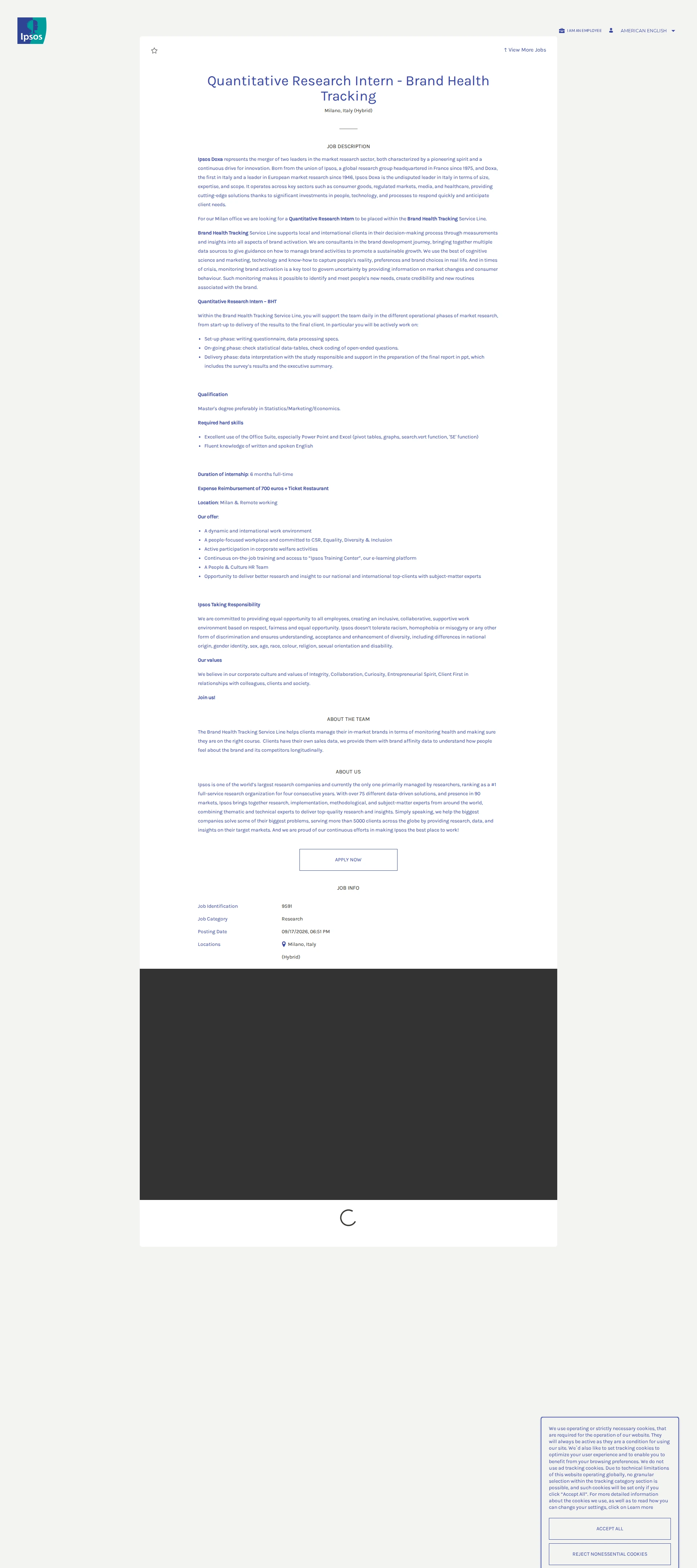 입소스코리아 Quantitative Research Intern - Brand Health Tracking 채용공고