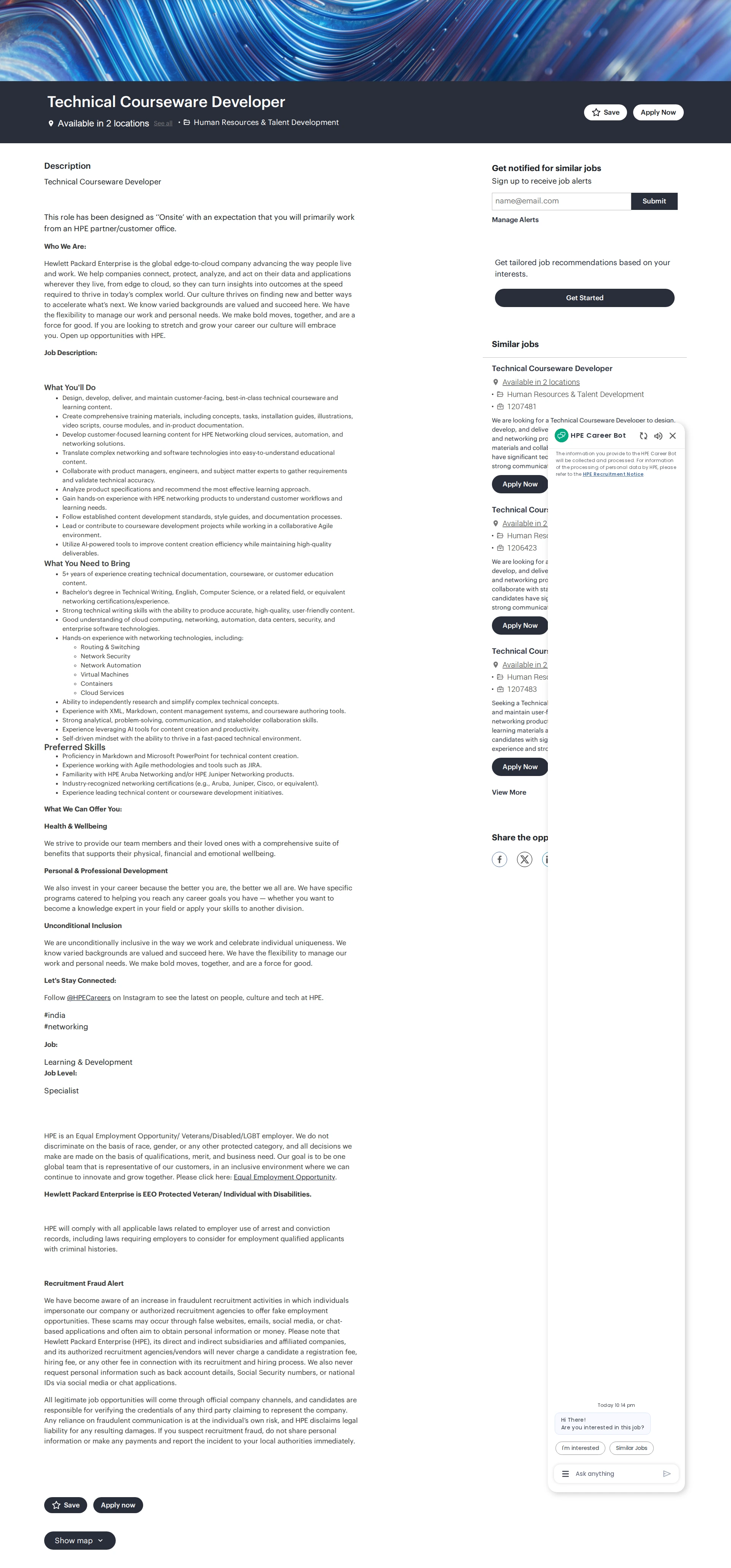 HP Technical Courseware Developer 채용공고