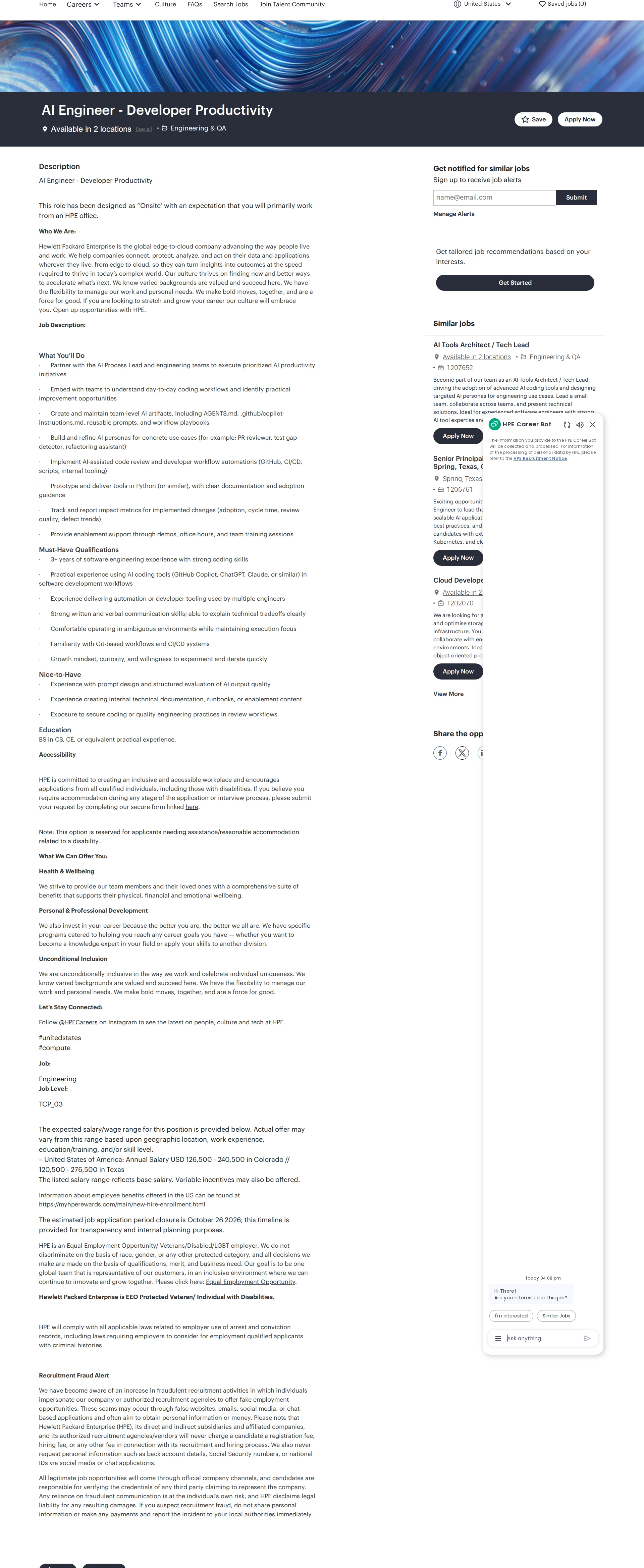 HP AI Engineer - Developer Productivity 채용공고