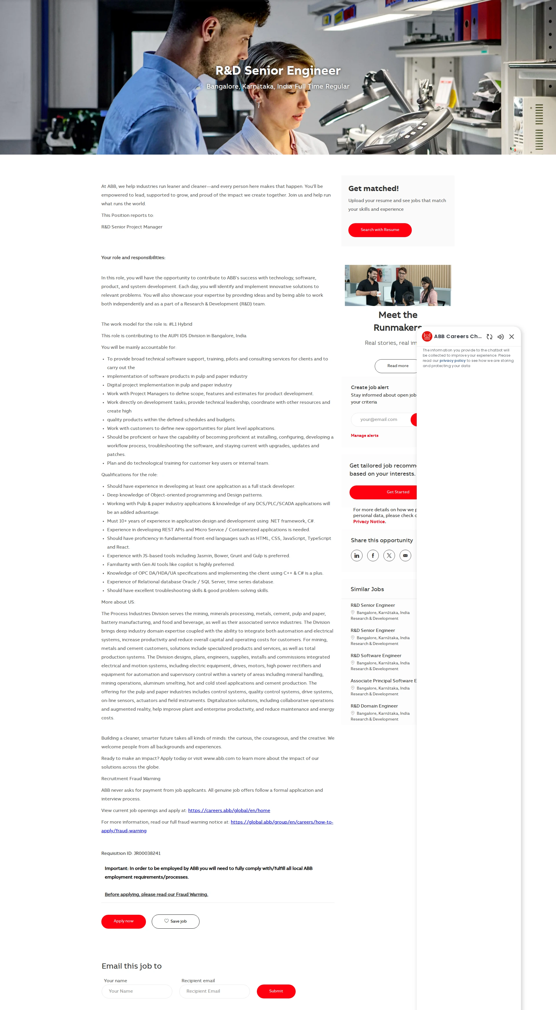 ABB코리아 R&D Senior Engineer 채용공고