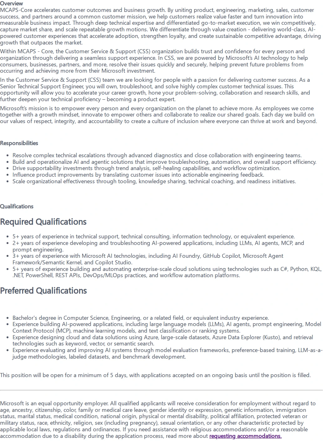 마이크로소프트(Microsoft) Azure AI Platform- Embedded Product Engineer 채용공고