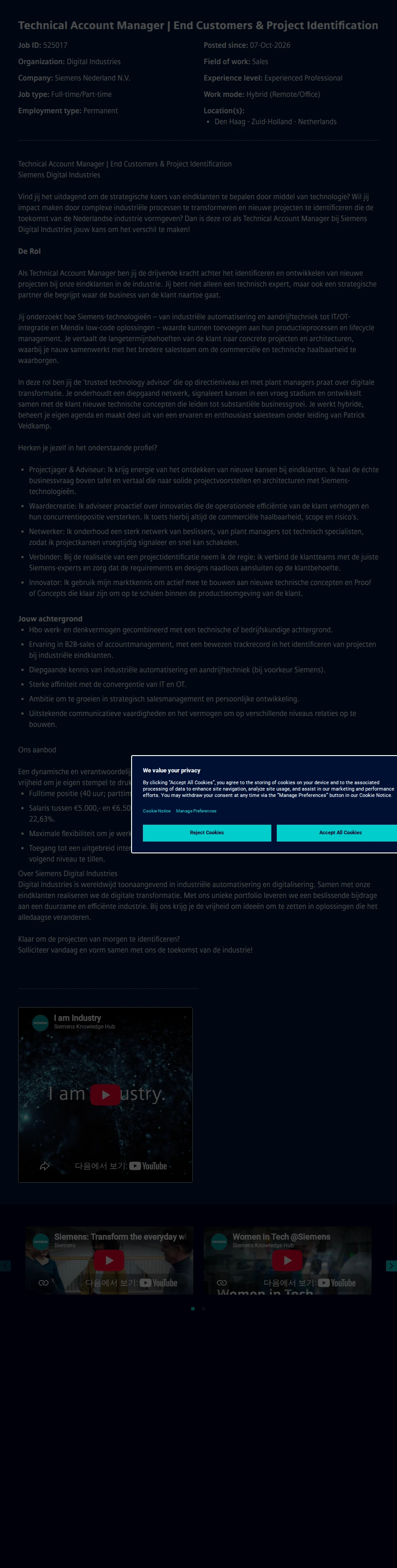 지멘스 Technical Account Manager | End Customers & Project Identification 채용공고