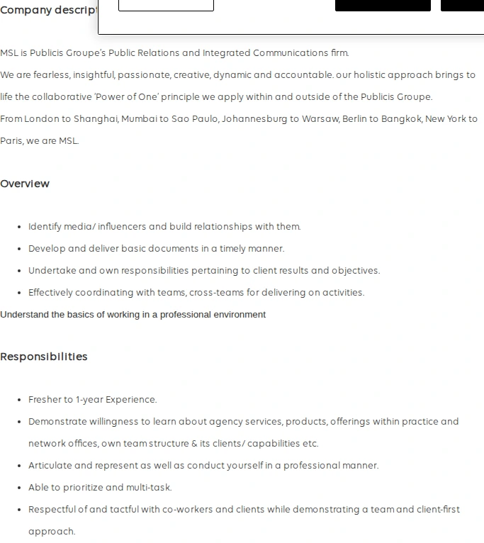 Publicis Groupe Management Associate 채용공고
