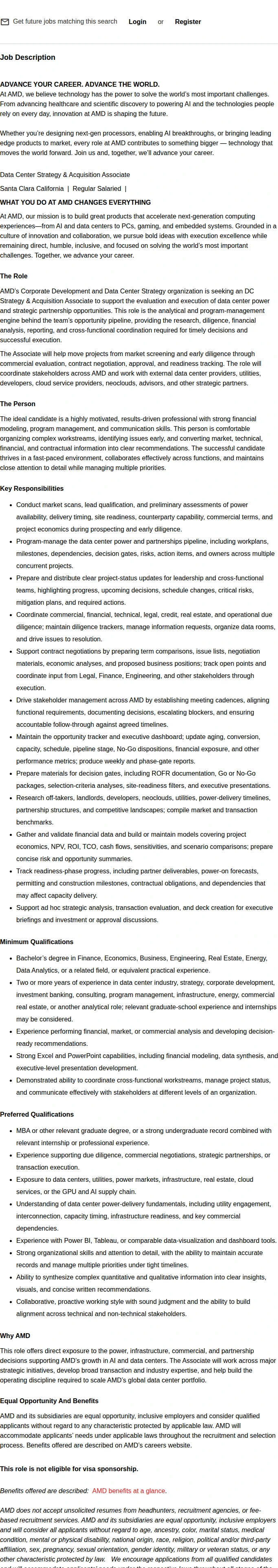 AMD Corporate Development Associate- DC/ Energy 채용공고