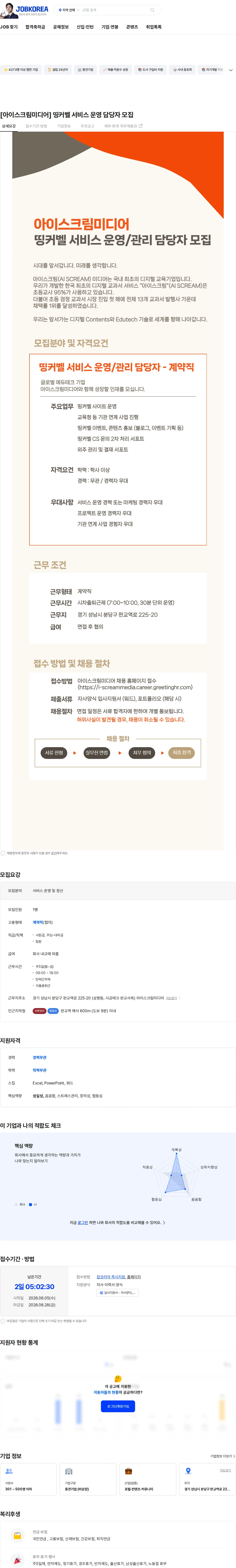 아이스크림미디어 [아이스크림미디어] 띵커벨 서비스 운영 담당자 모집 채용공고