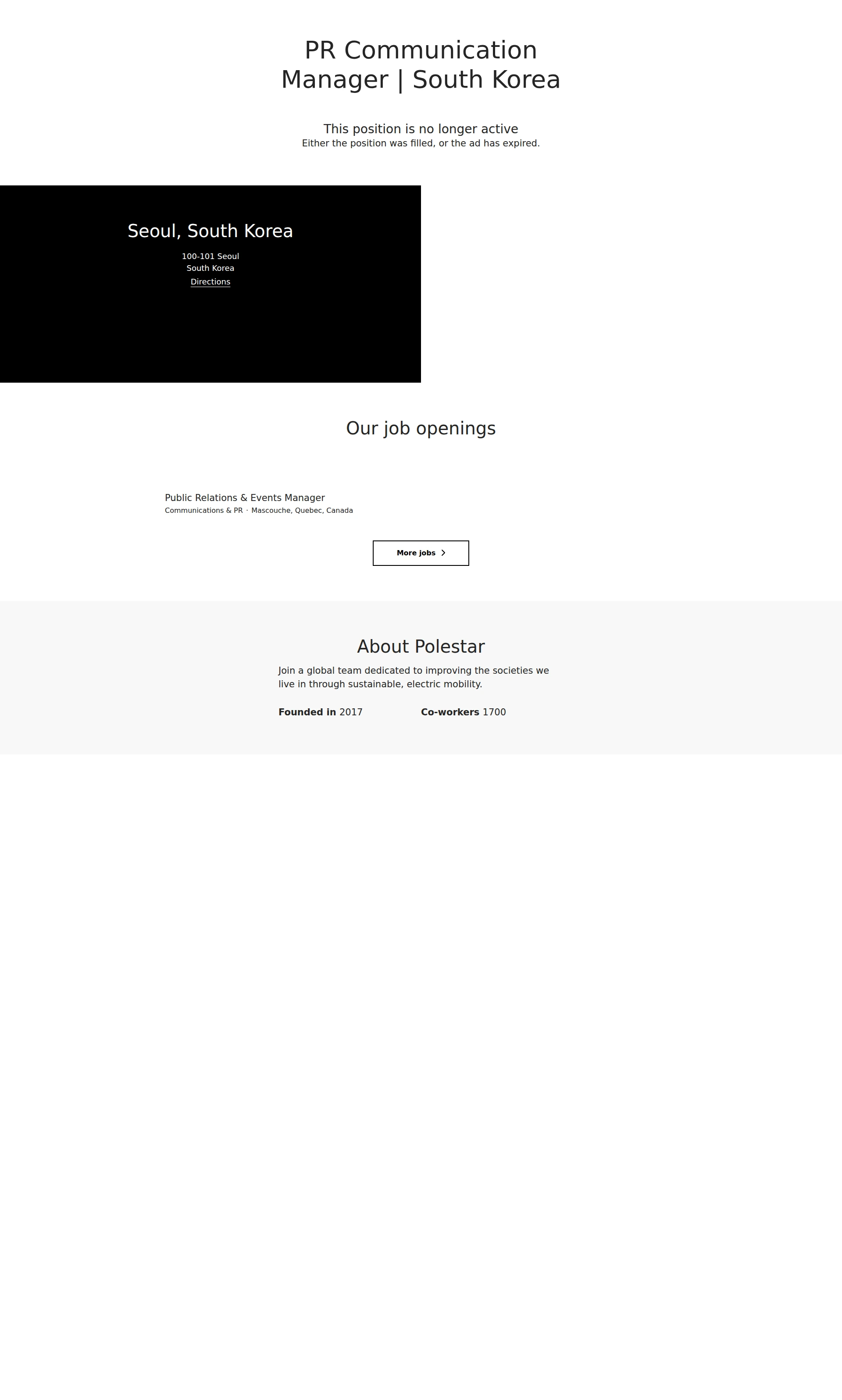 폴스타 PR Communication Manager | South Korea 채용공고