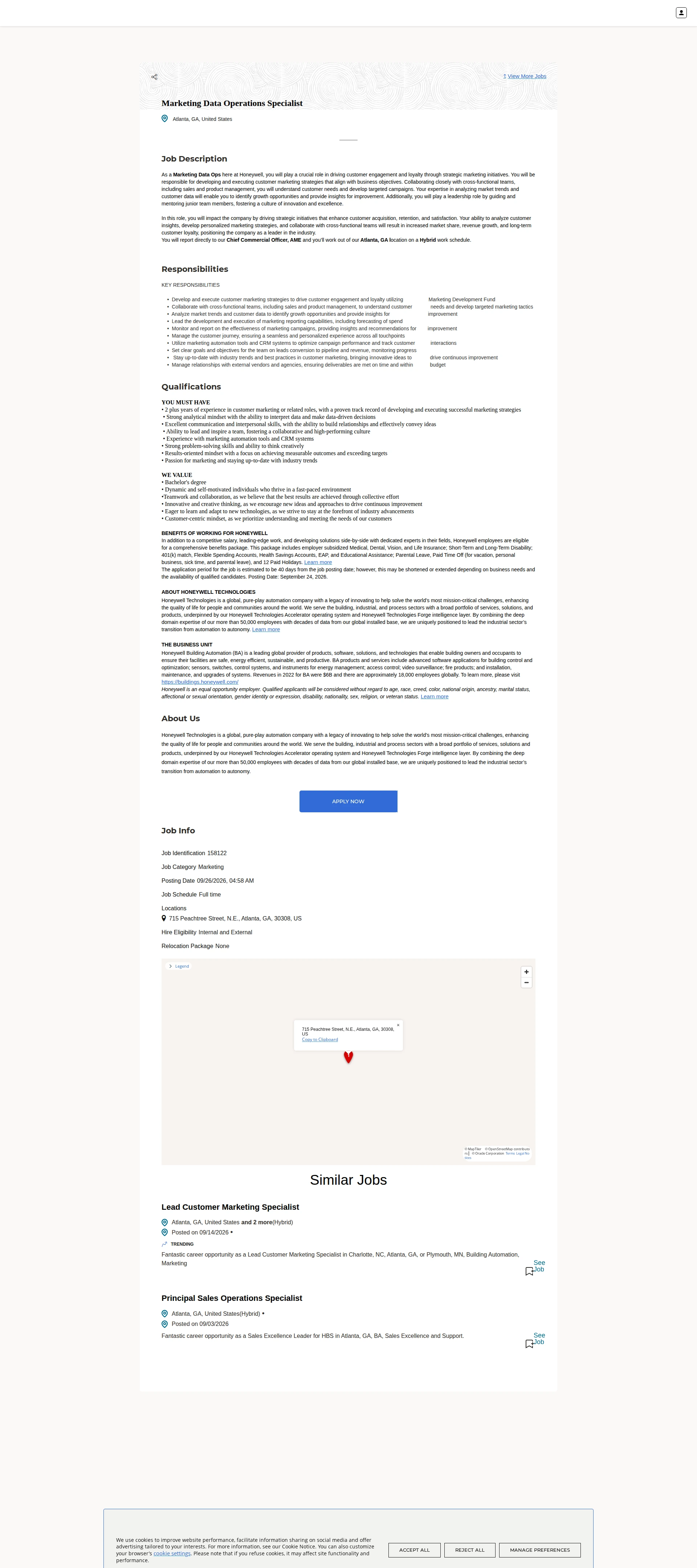 허니웰 Marketing Data Operations Specialist 채용공고