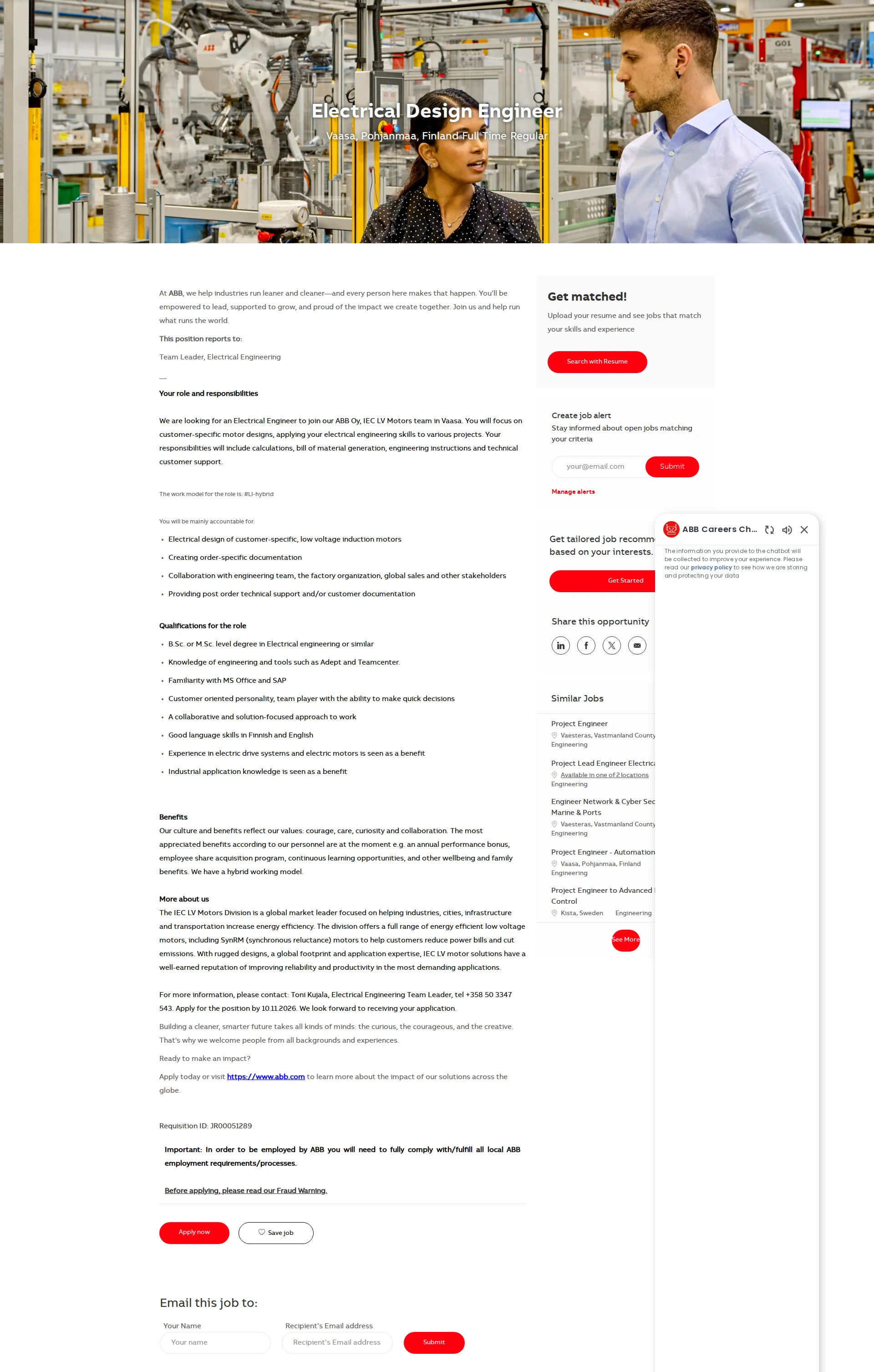 ABB코리아 Electrical Design Engineer 채용공고