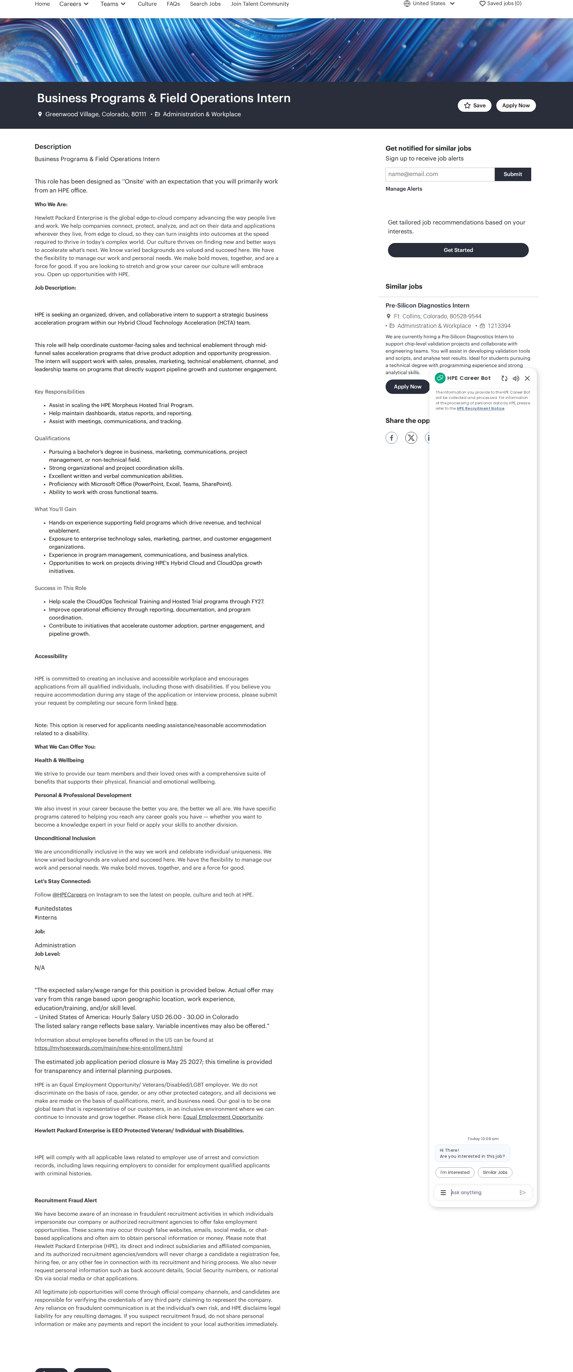 HP Business Programs & Field Operations Intern 채용공고
