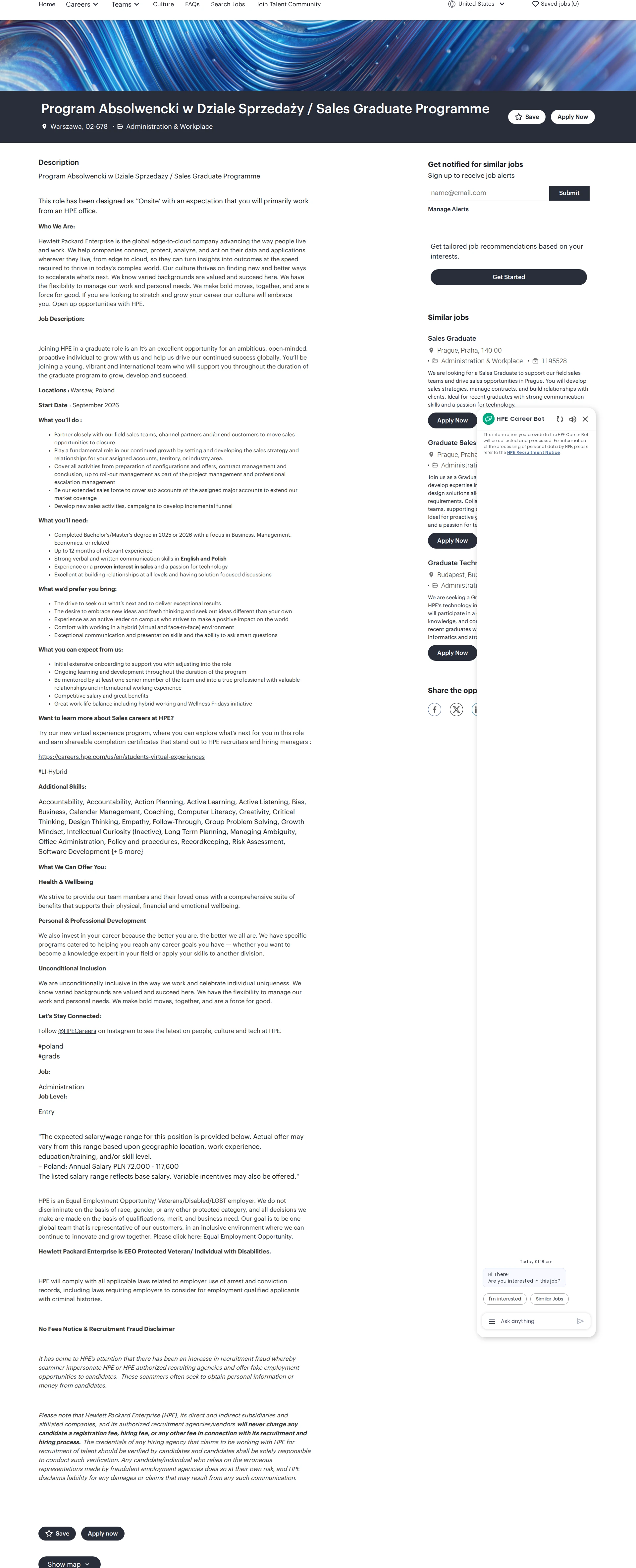 HP Program Absolwencki w Dziale Sprzedaży / Sales Graduate Programme 채용공고
