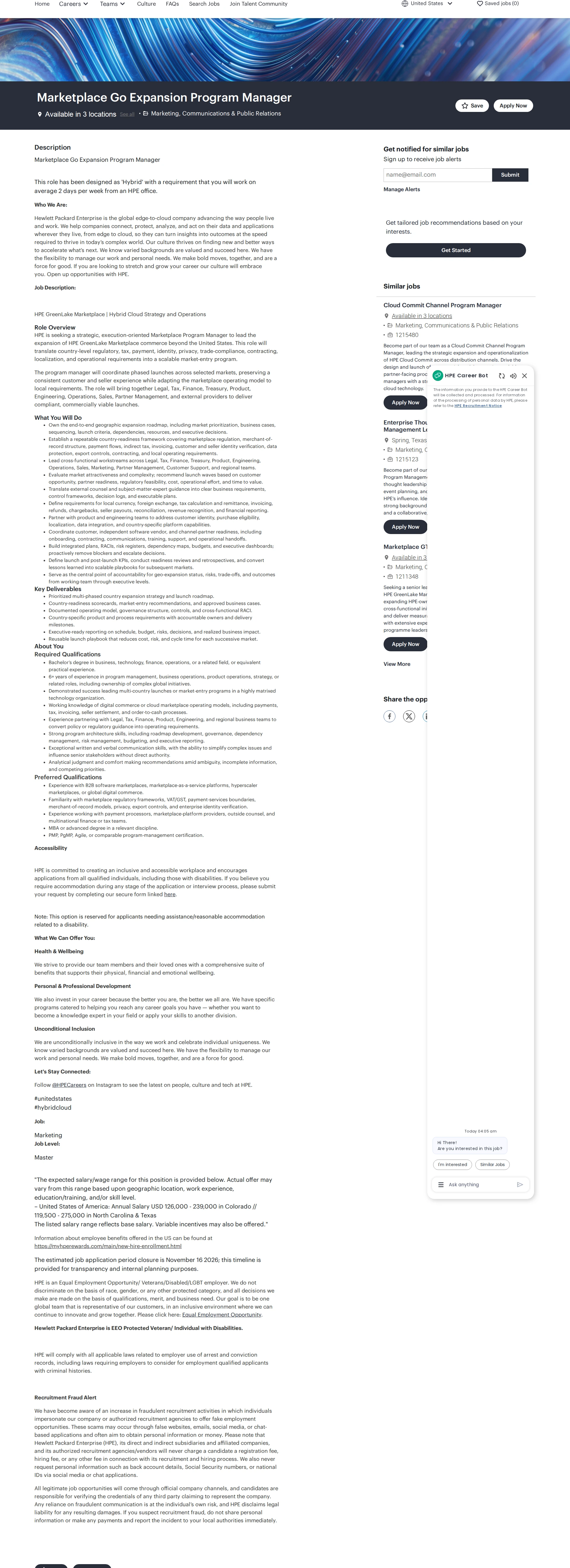 HP Marketplace Go Expansion Program Manager 채용공고