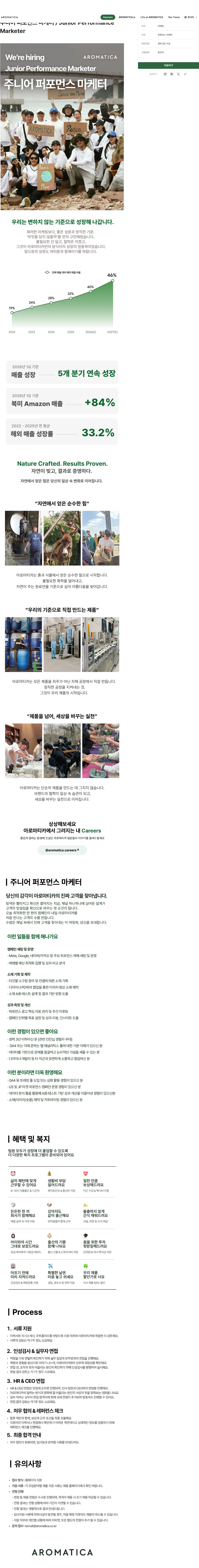 아로마티카 주니어 퍼포먼스 마케터 / Junior Performance Marketer 채용공고