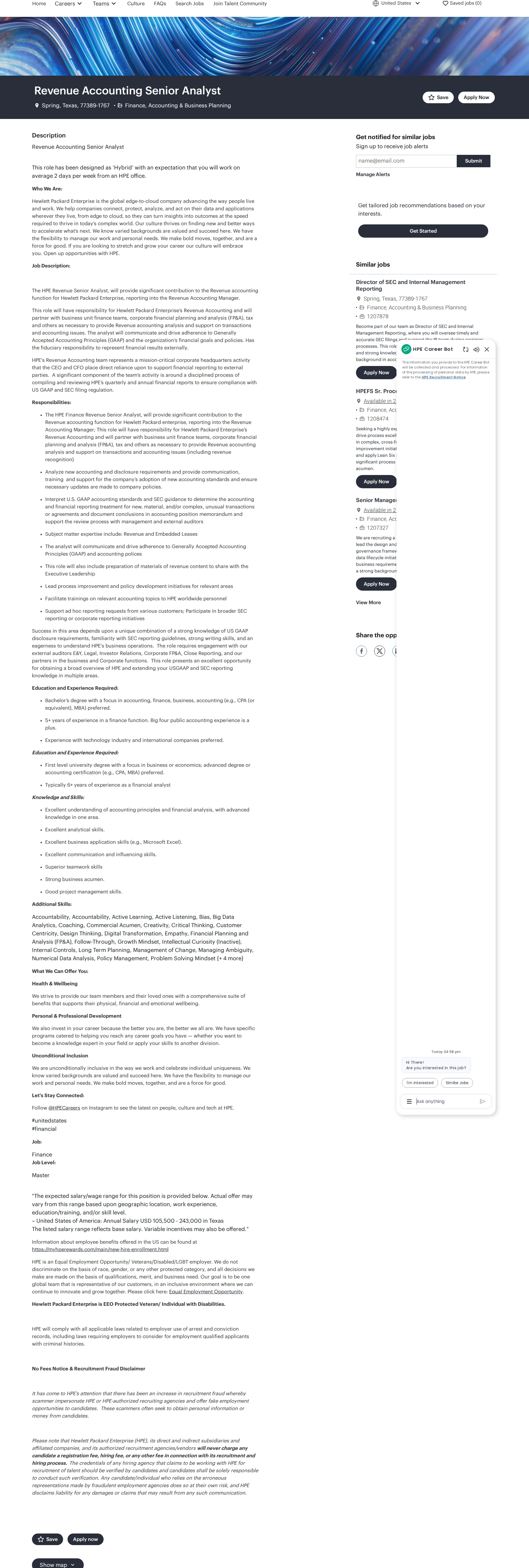 HP Revenue Accounting Senior Analyst 채용공고