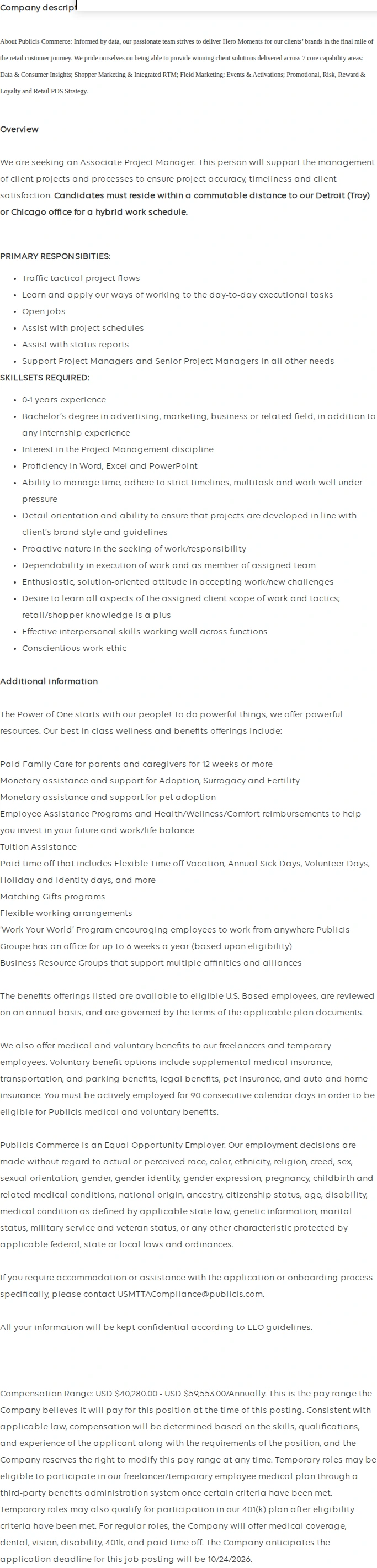 Publicis Groupe Associate Project Manager 채용공고