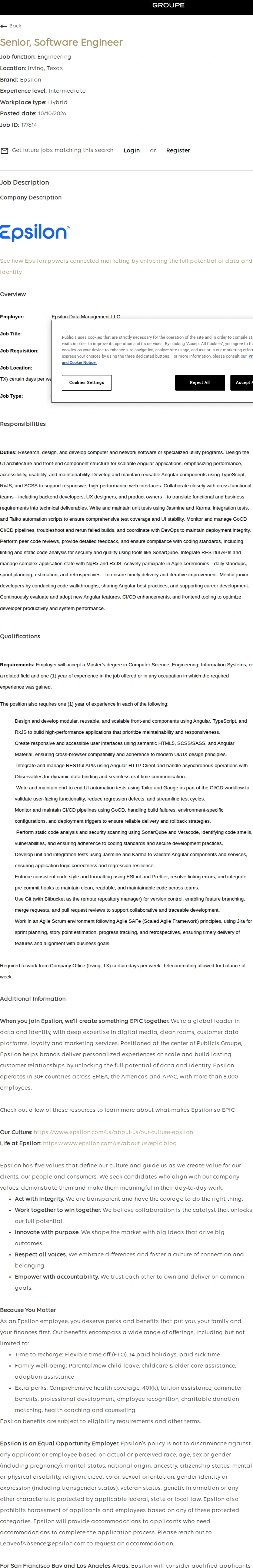 Publicis Groupe Senior, Software Engineer 채용공고