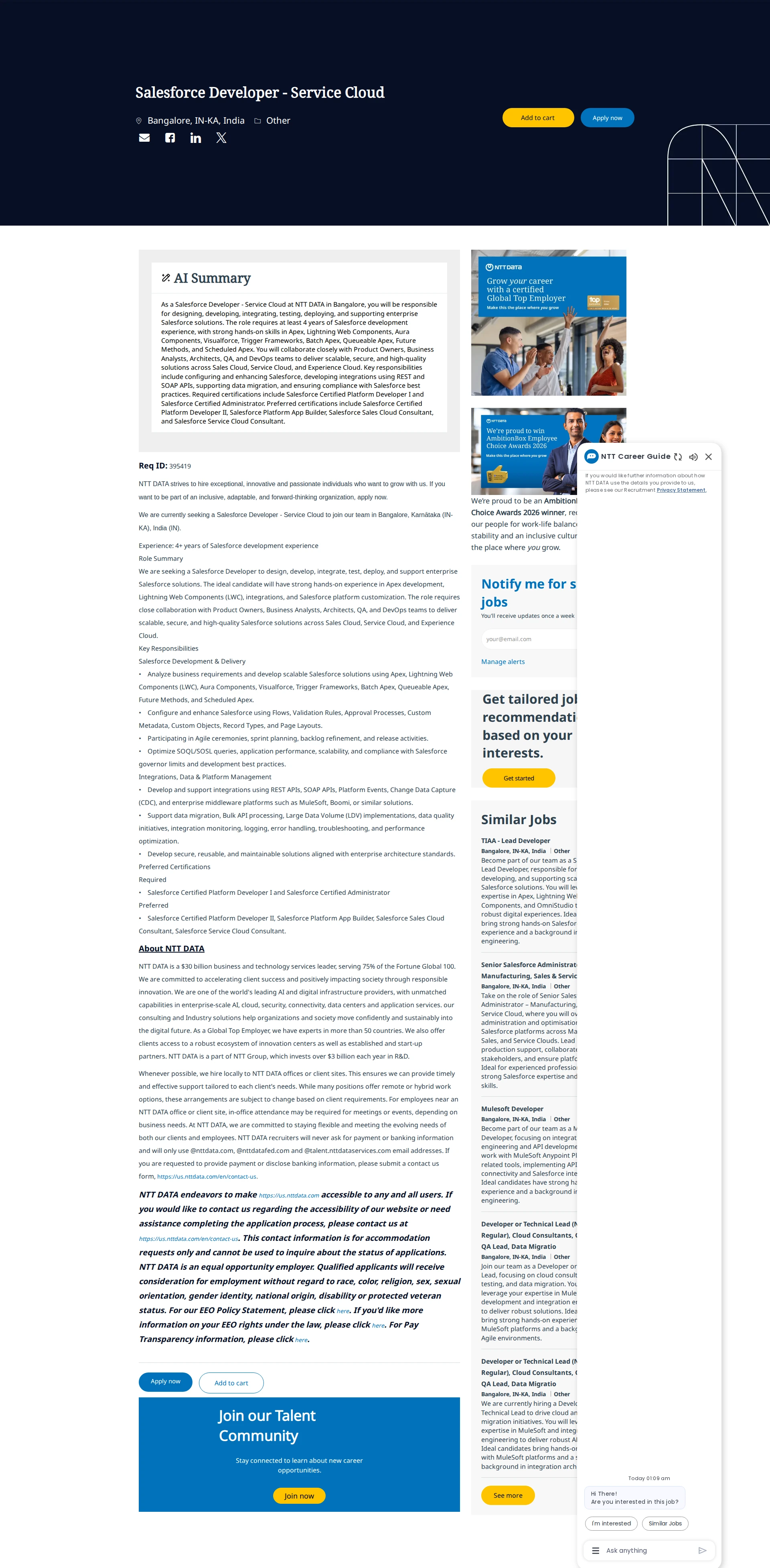 NTT데이터 Salesforce Developer - Service Cloud 채용공고