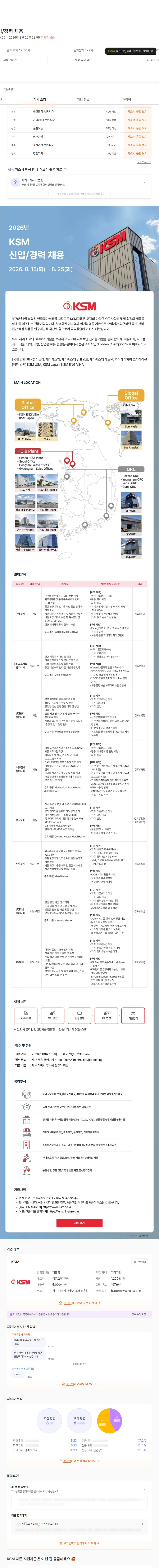 K.S.M 2026년 신입/경력 채용 채용공고