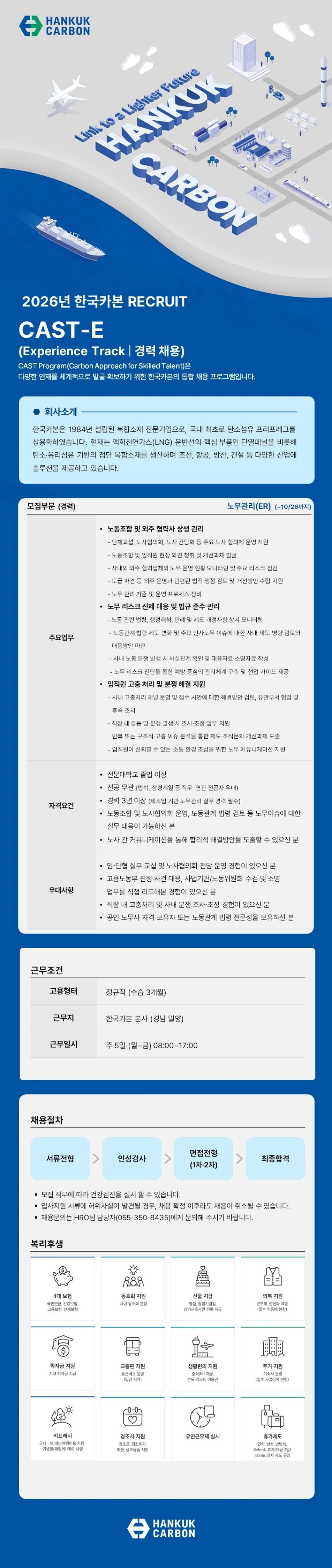 한국카본 [경력] 노무관리(ER) 채용 채용공고