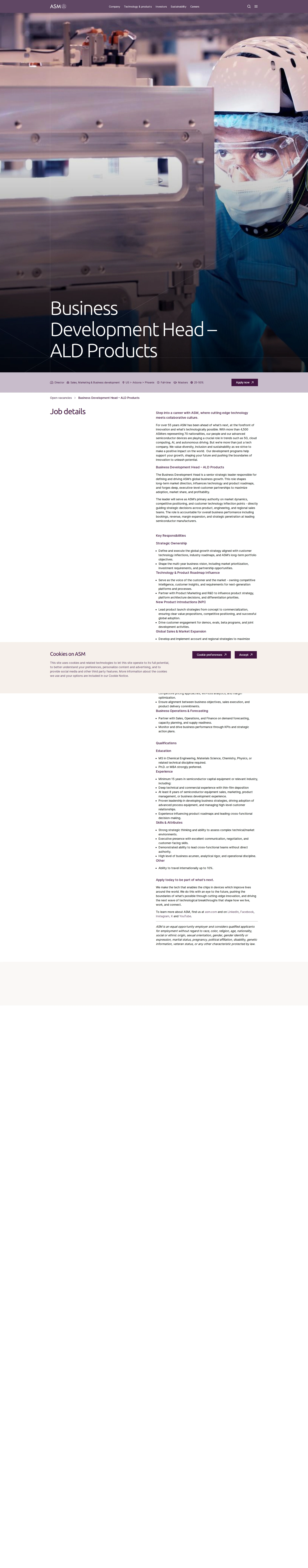 ASM Business Development Head – ALD Products 채용공고