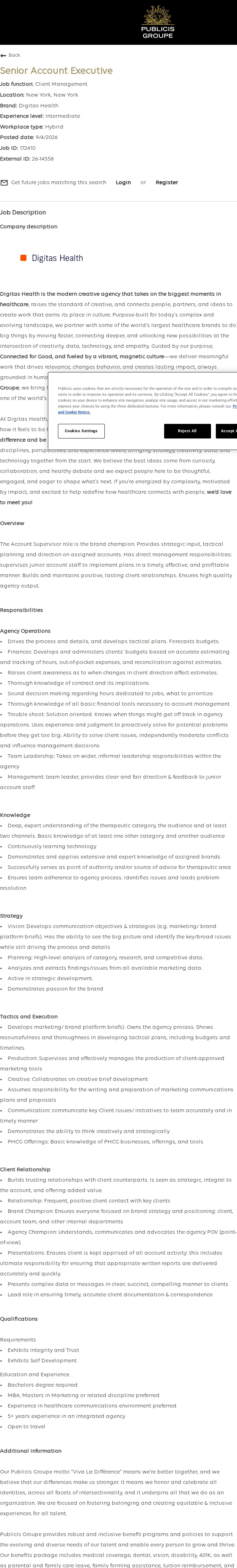 Publicis Groupe Senior Account Executive 채용공고