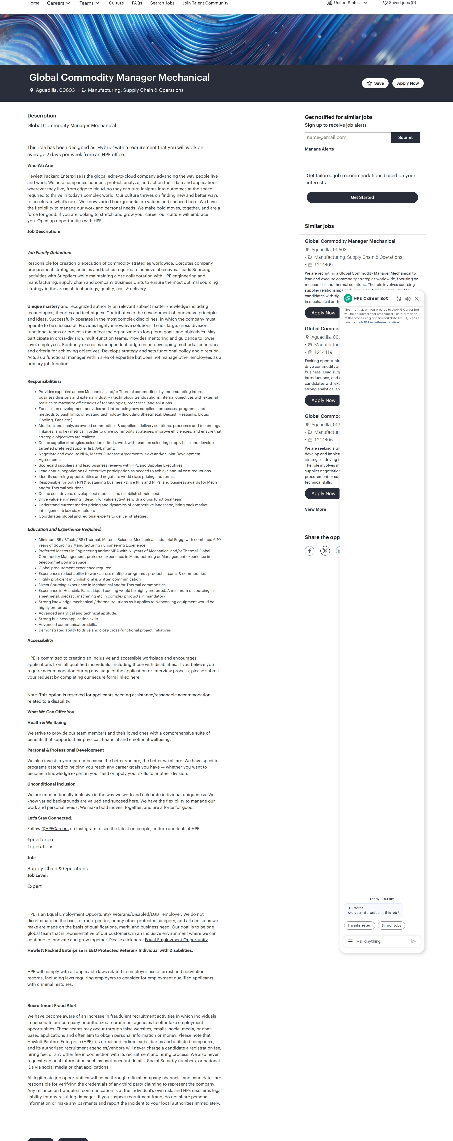 HP Global Commodity Manager Mechanical 채용공고
