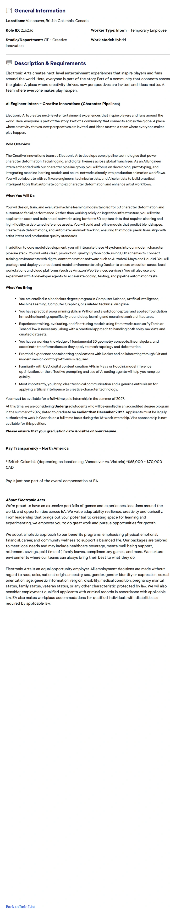 ElectronicArts AI/ML Data Engineer 채용공고