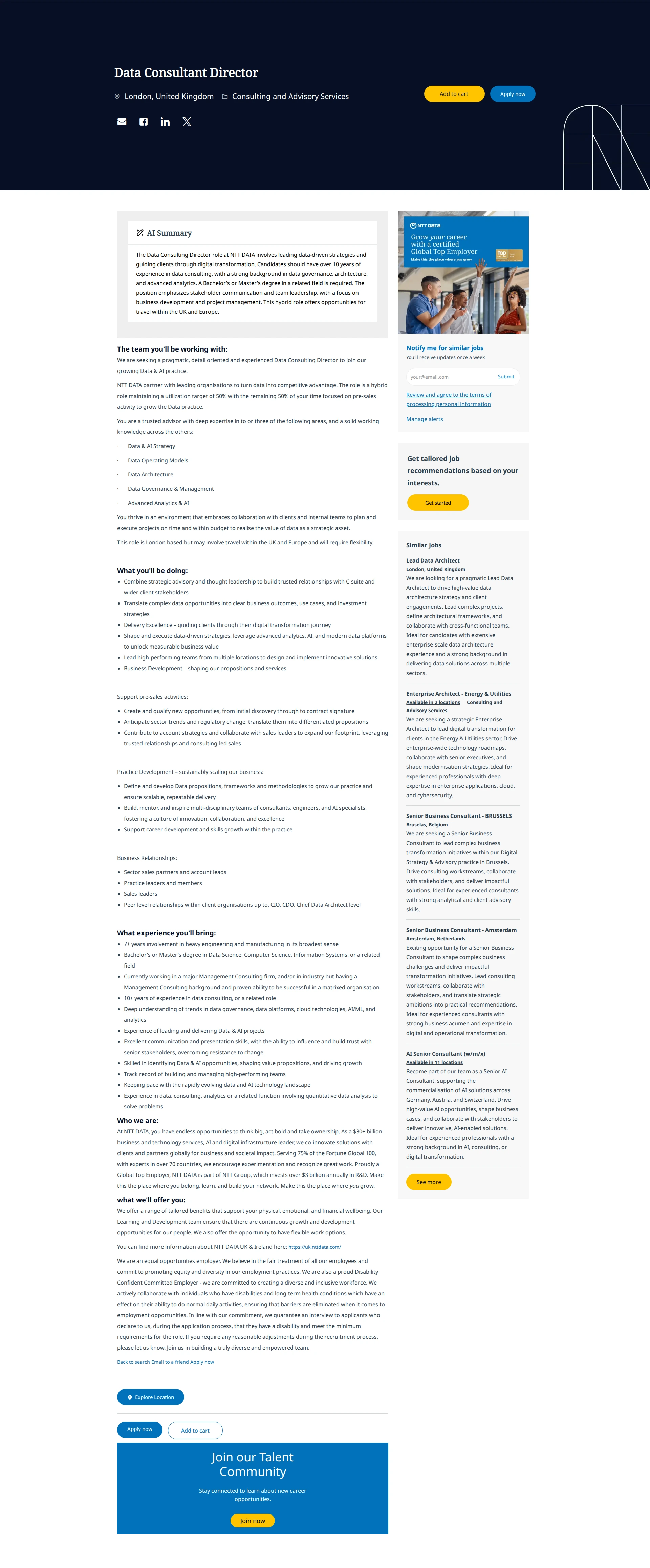 NTT데이터 Data Consultant Director 채용공고
