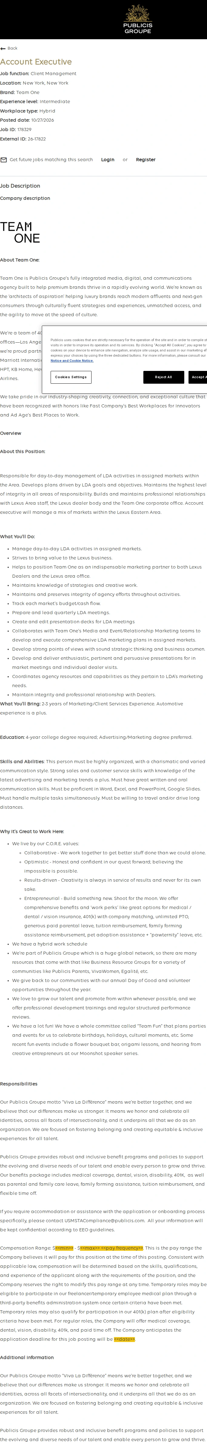 Publicis Groupe Account Executive 채용공고