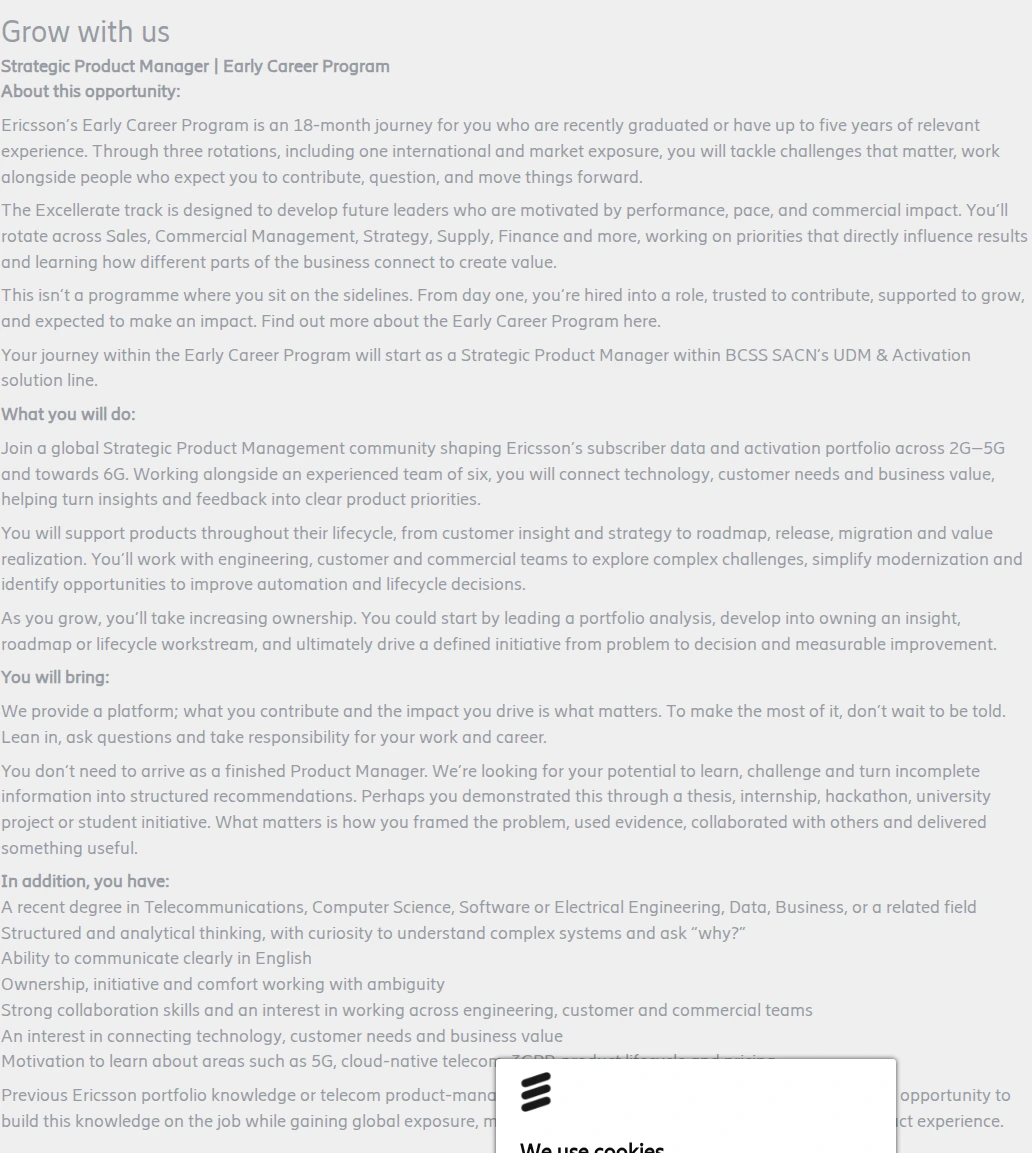 LG에릭슨 Strategic Product Manager (Early Career Program) 채용공고