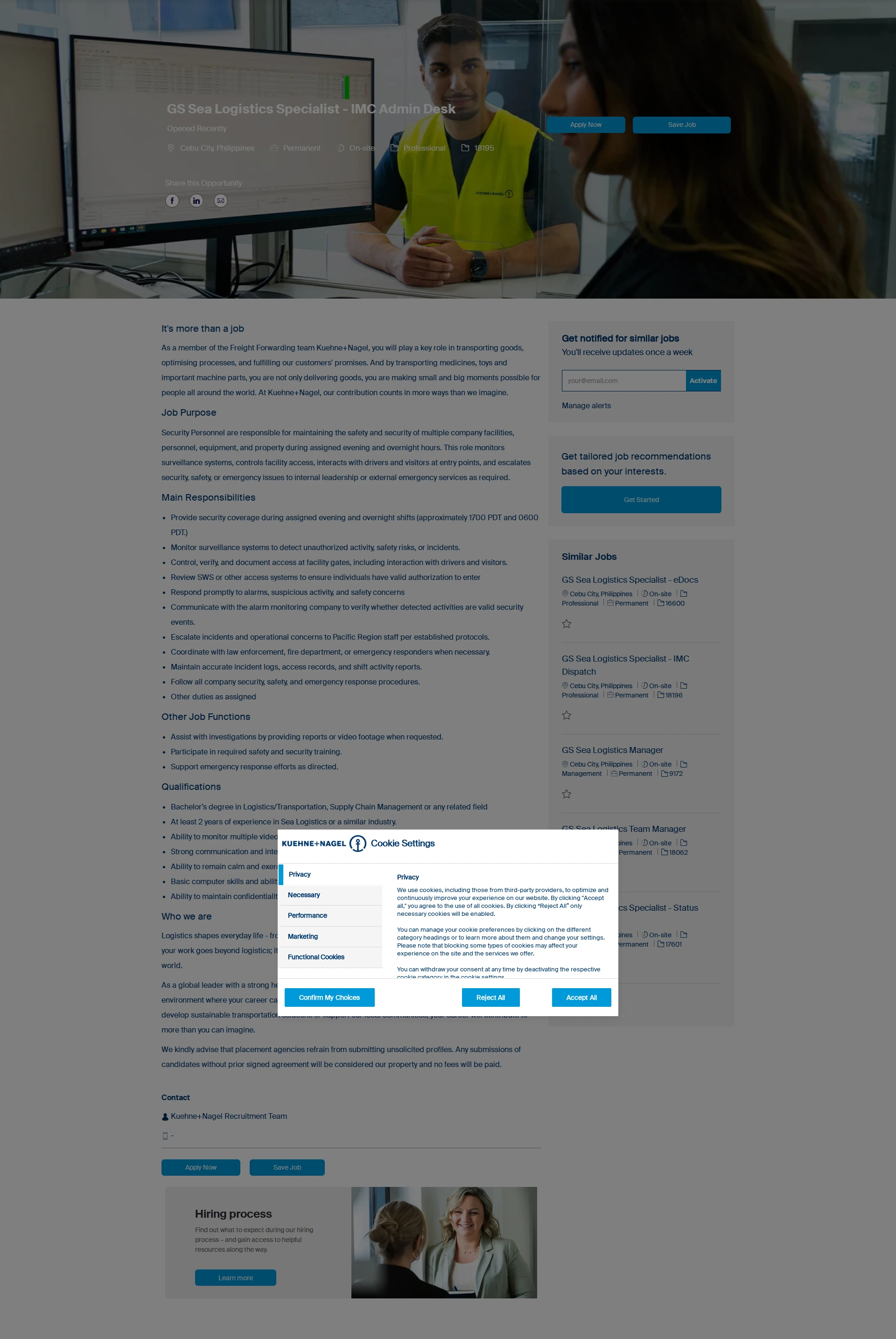 퀴네앤드나겔 GS Sea Logistics Specialist - IMC Admin Desk 채용공고