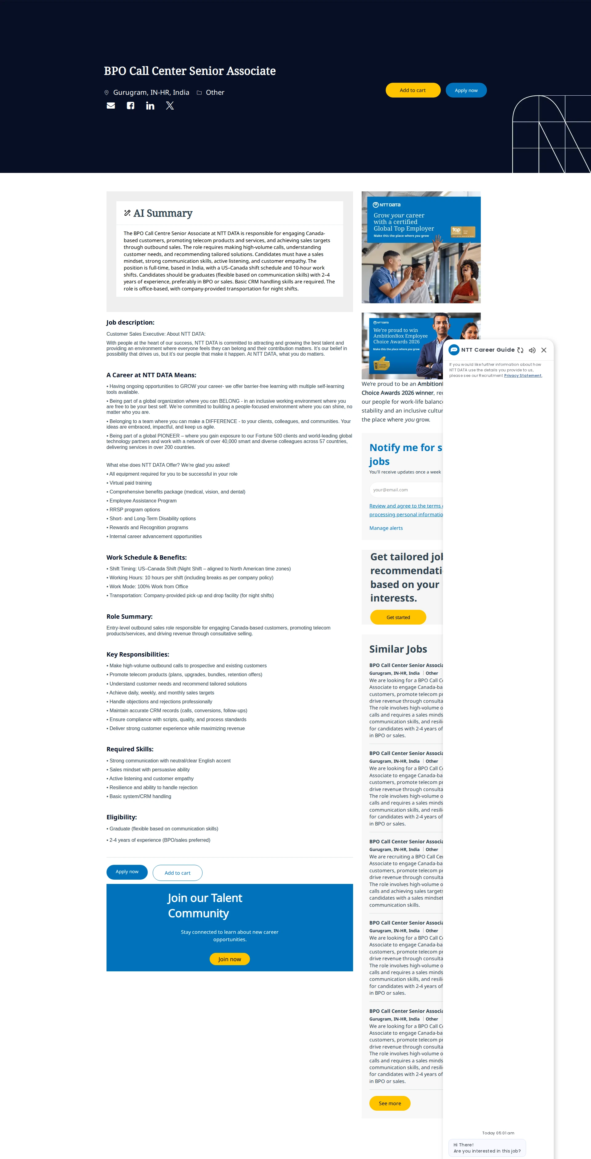 NTT데이터 BPO Call Center Senior Associate 채용공고