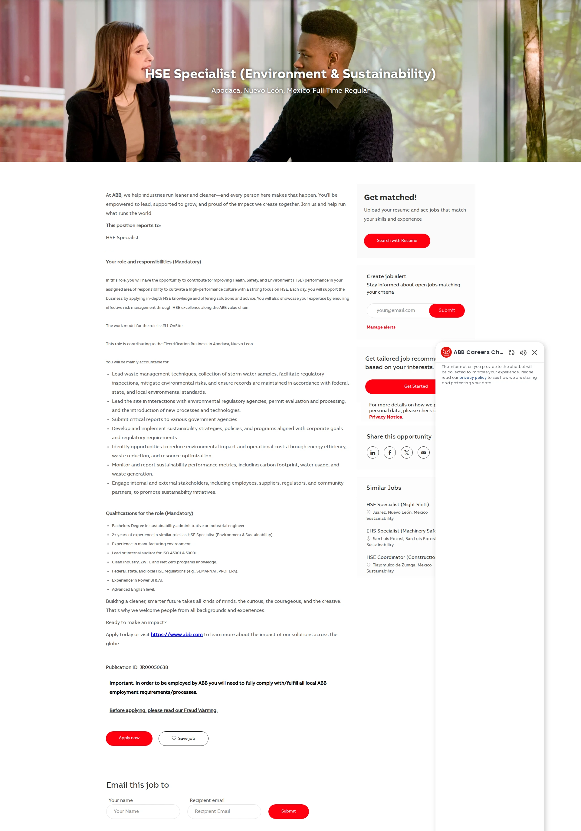 ABB코리아 HSE Specialist (Environment & Sustainability) 채용공고