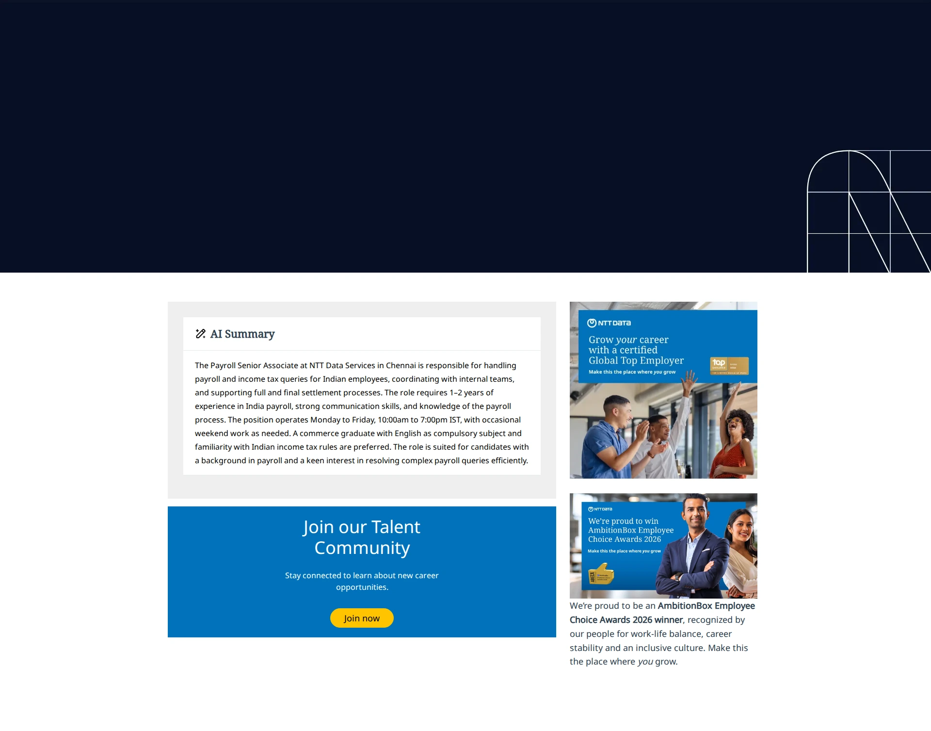 NTT데이터 Payroll Senior Associate 채용공고