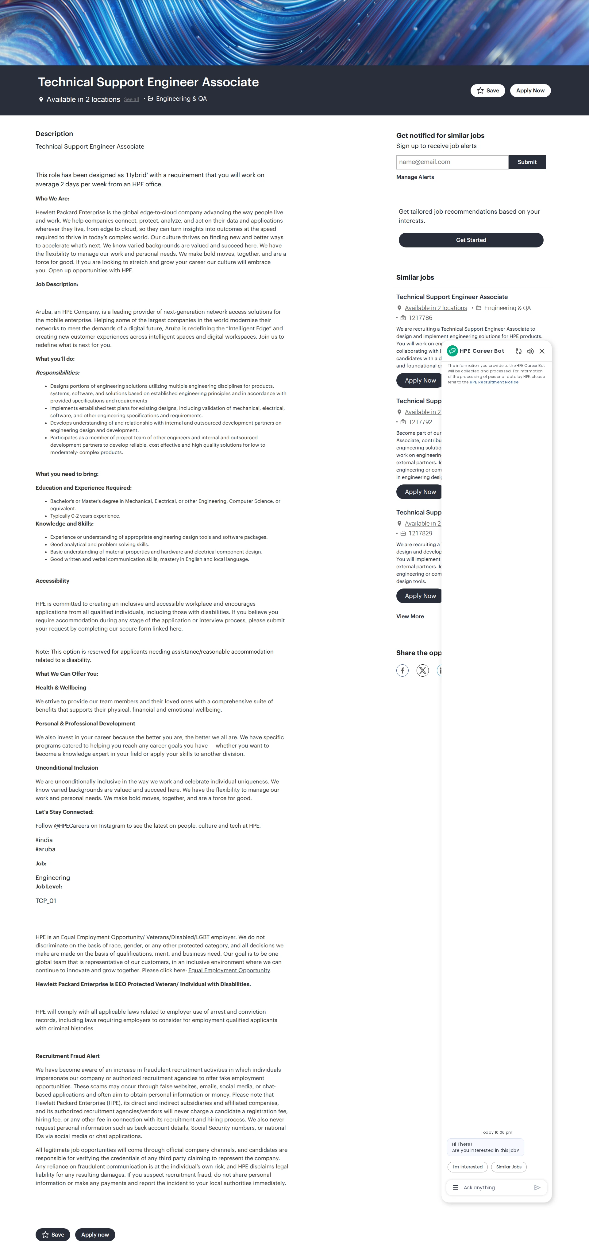 HP Technical Support Engineer Associate 채용공고