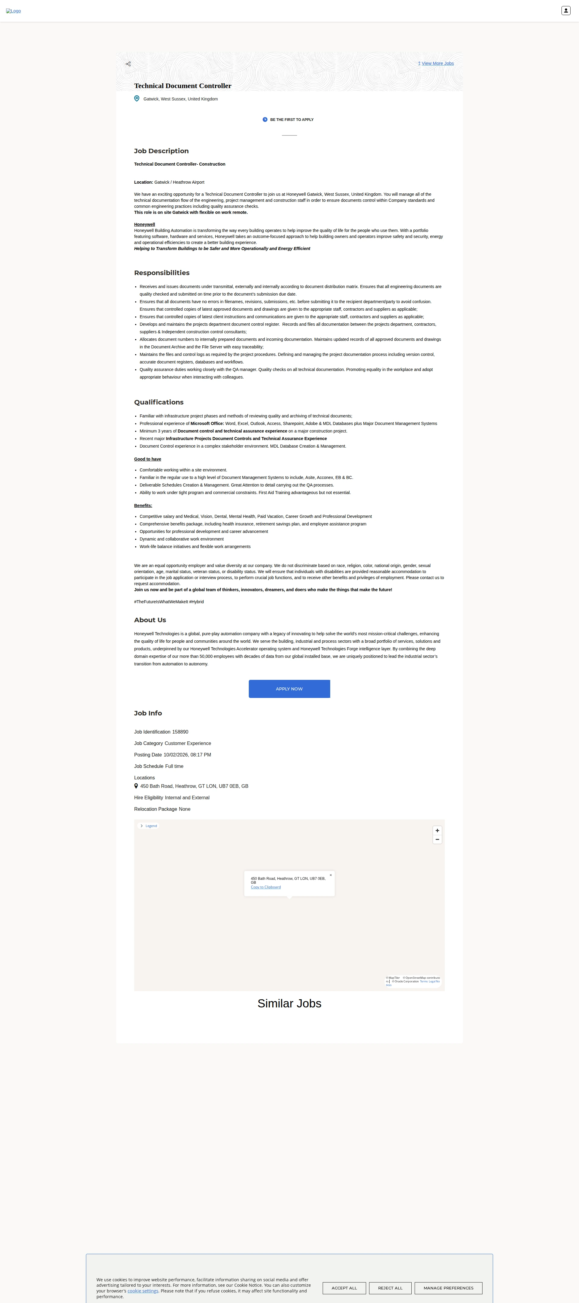 허니웰 Technical Document Controller 채용공고