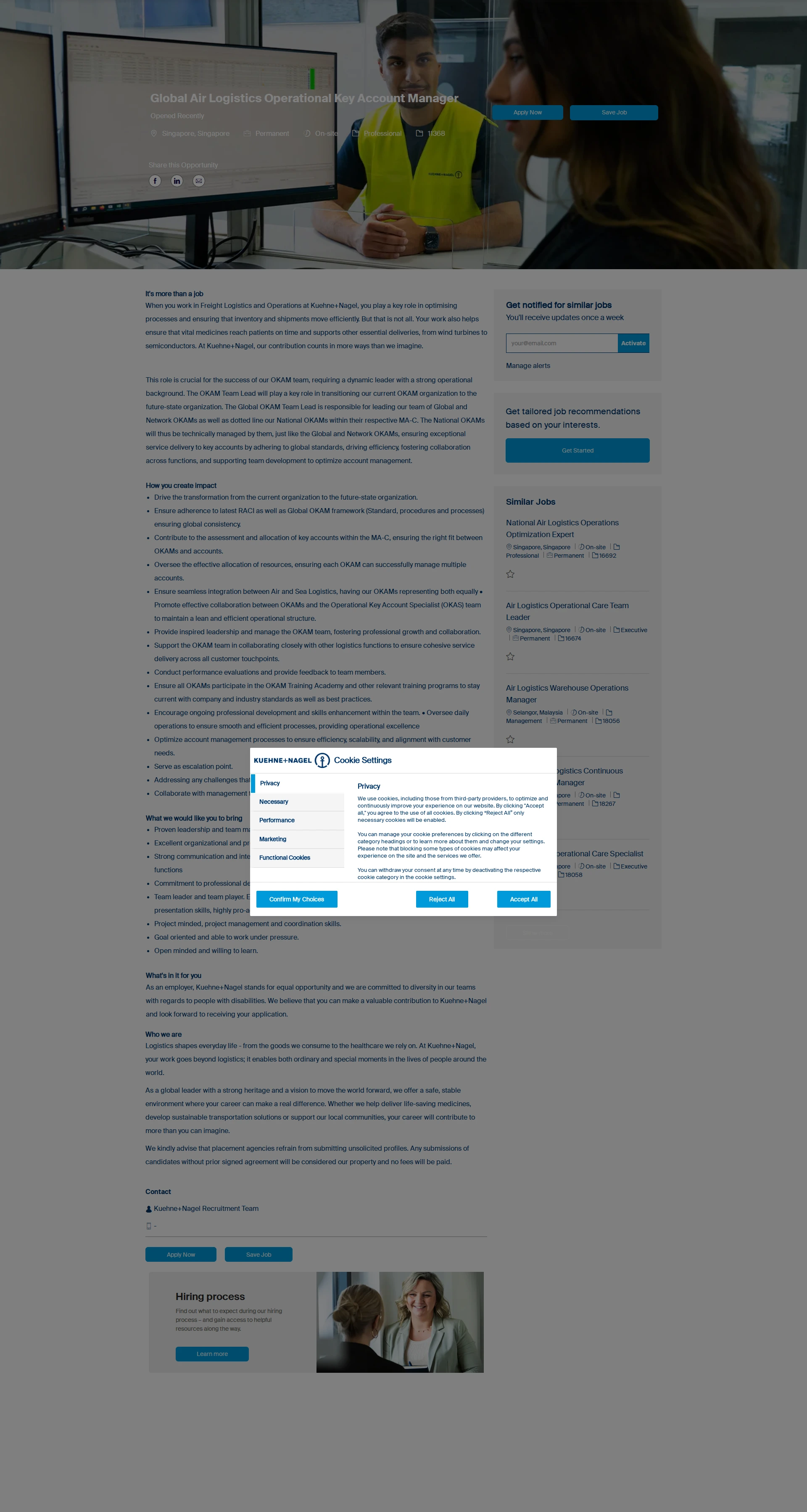 퀴네앤드나겔 Global Air Logistics Operational Key Account Manager 채용공고