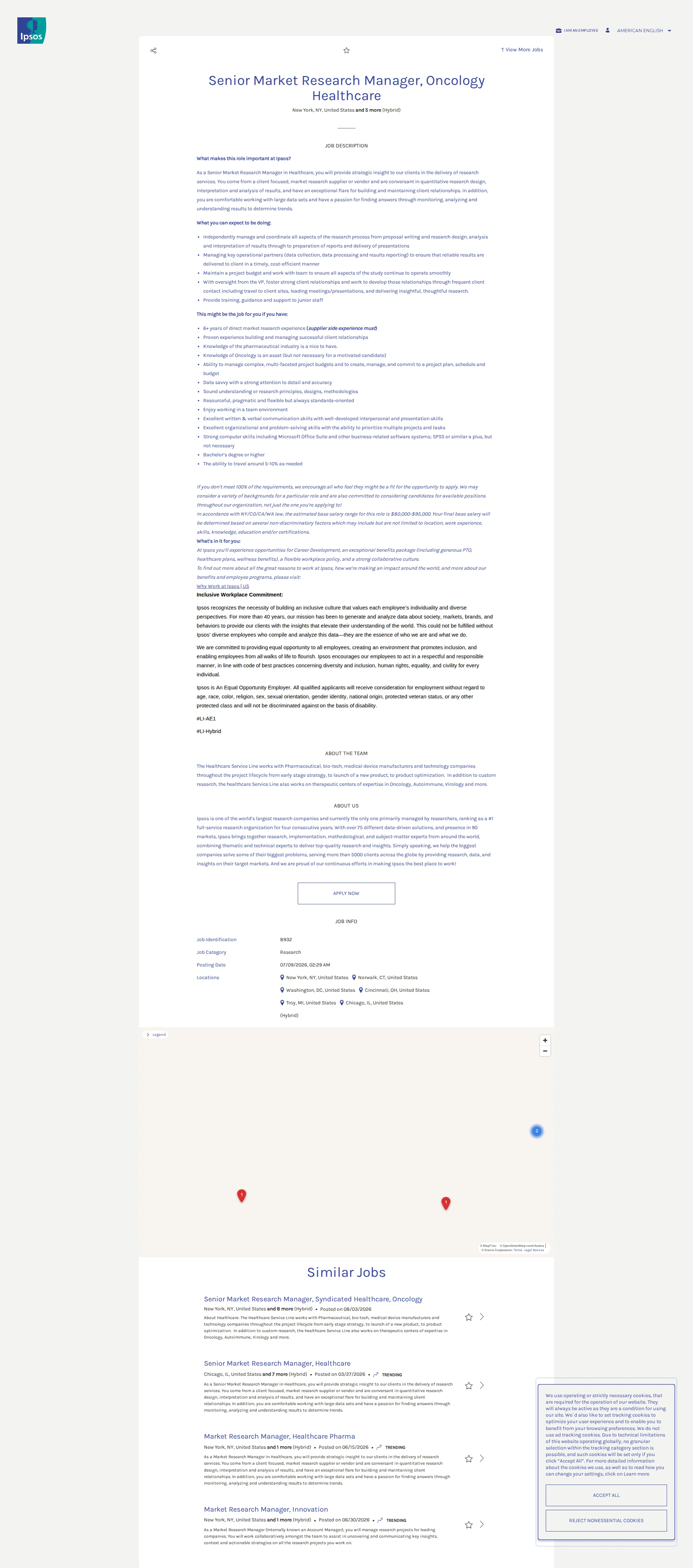 입소스코리아 Senior Market Research Manager, Oncology Healthcare 채용공고