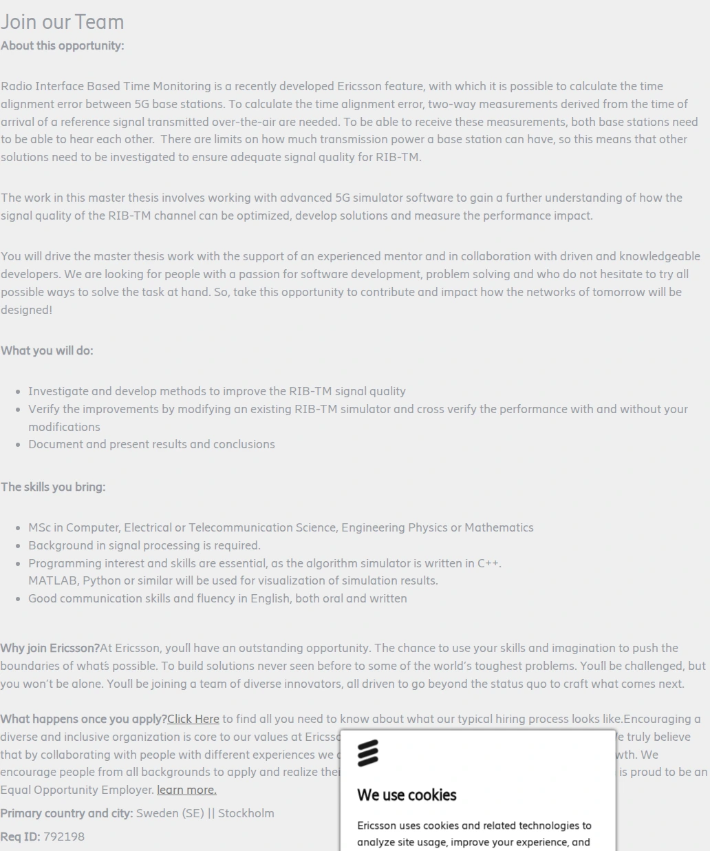 LG에릭슨 Master Thesis: RIB-TM 채용공고
