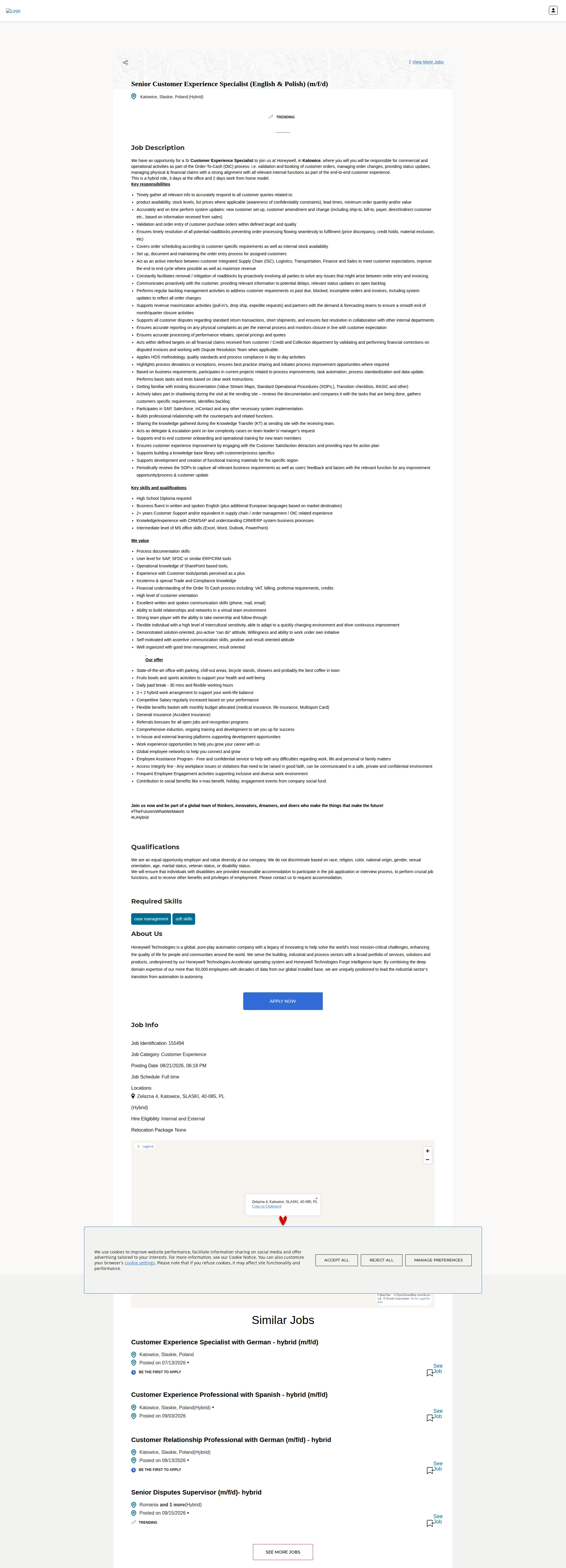 허니웰 Senior Customer Experience Specialist (English & Polish) (m/f/d) 채용공고