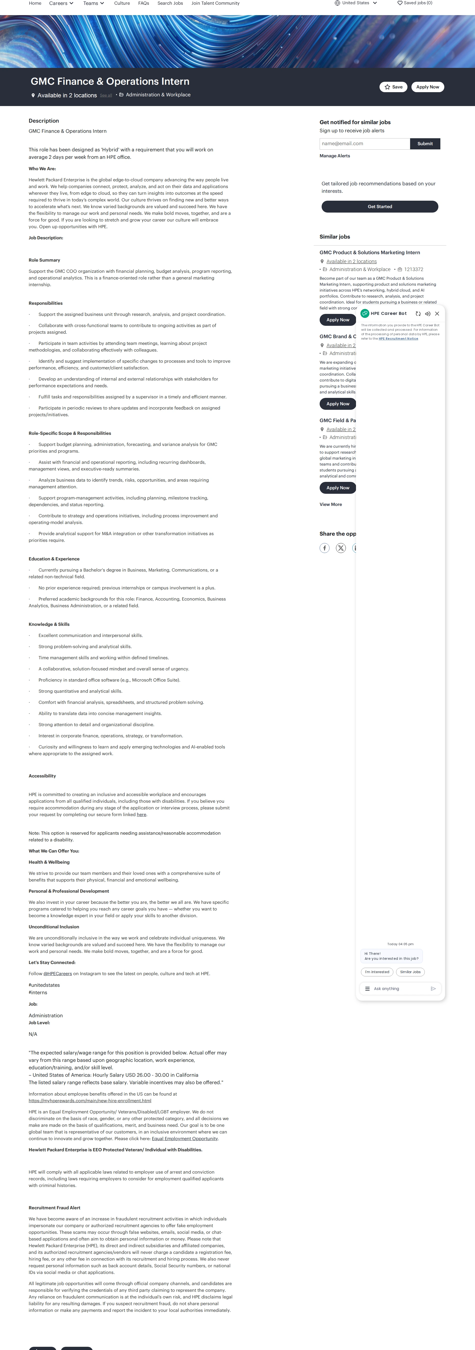 HP GMC Finance & Operations Intern 채용공고